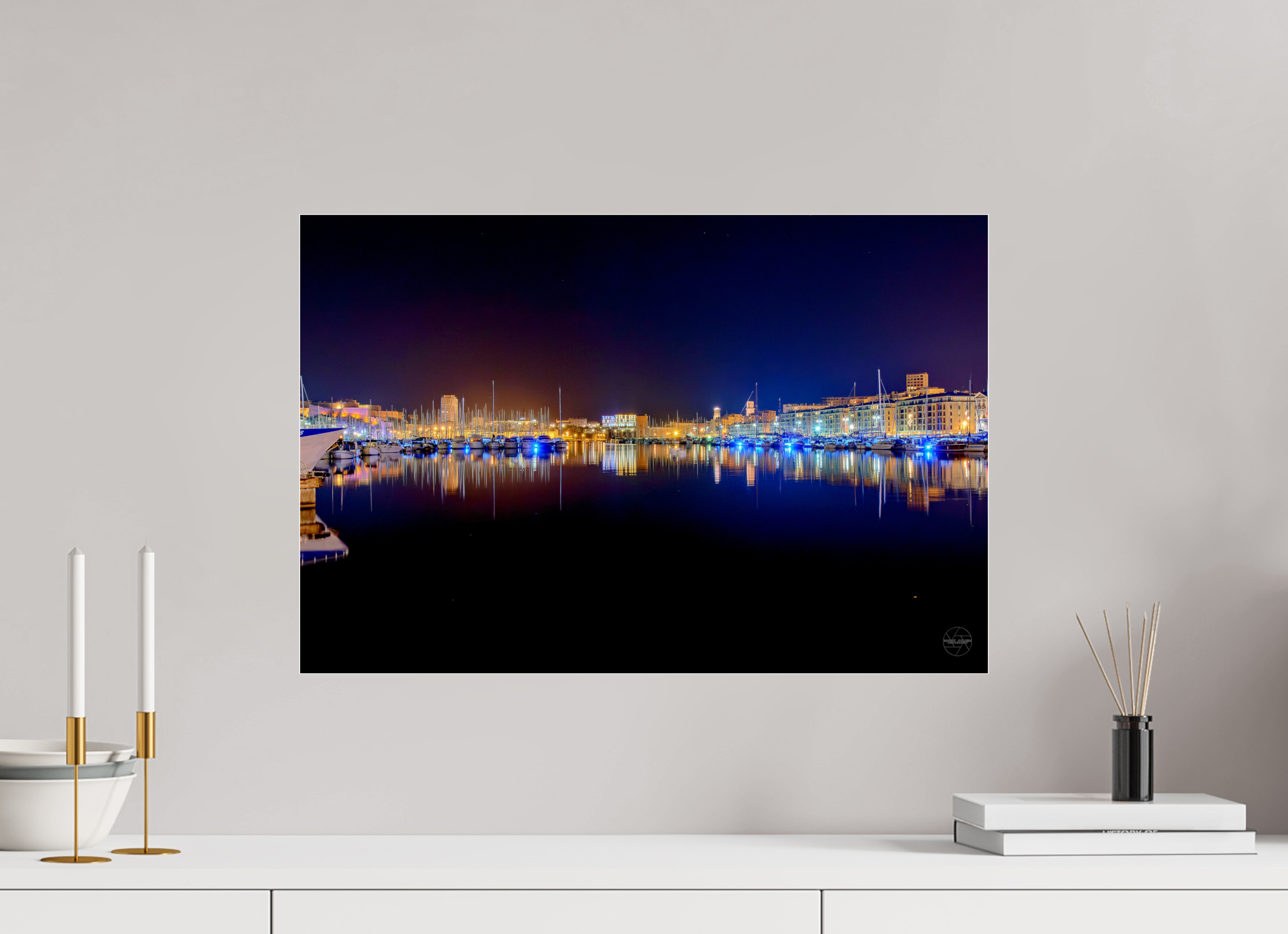 60 x 40 cm, Photo Print Under Acrylic Glass Les lumières du Vieux-Port