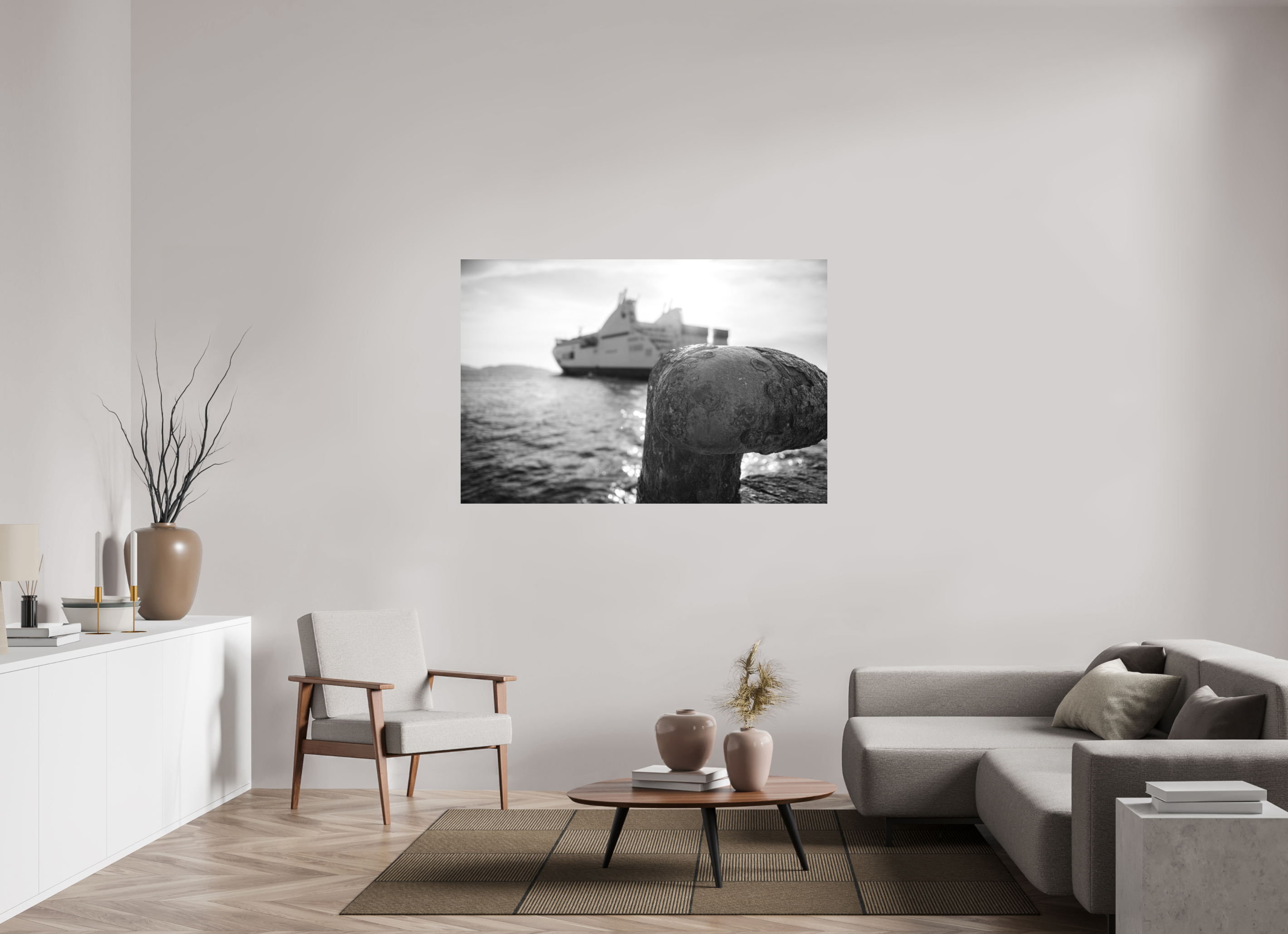 150 x 100 cm, Tirage N&B mat seul Affiche photo – Larguer les amarres