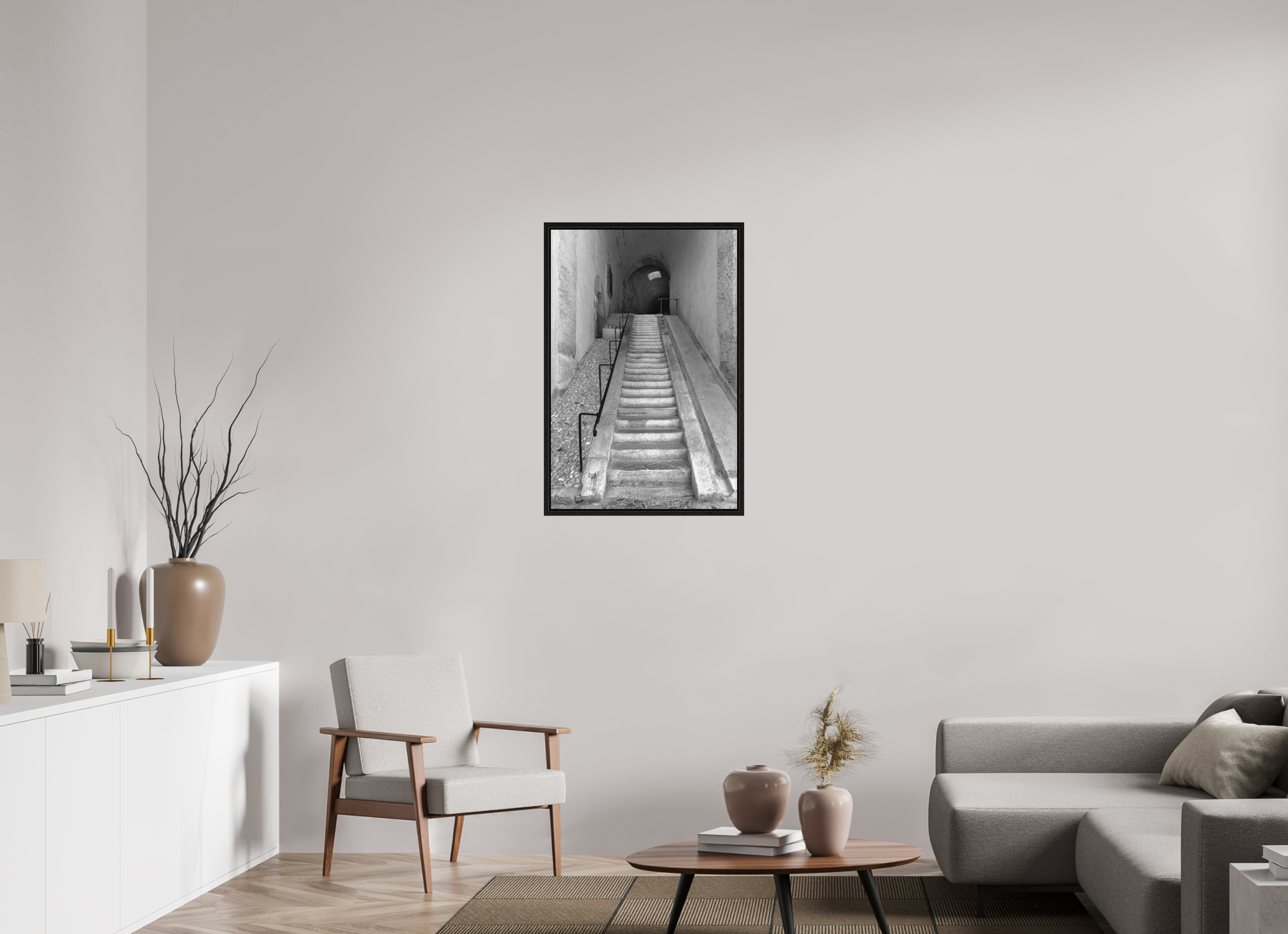 60 x 90 cm, Tirage N&B dans Caisse américaine noire Affiche artistique – La Montée des Canons