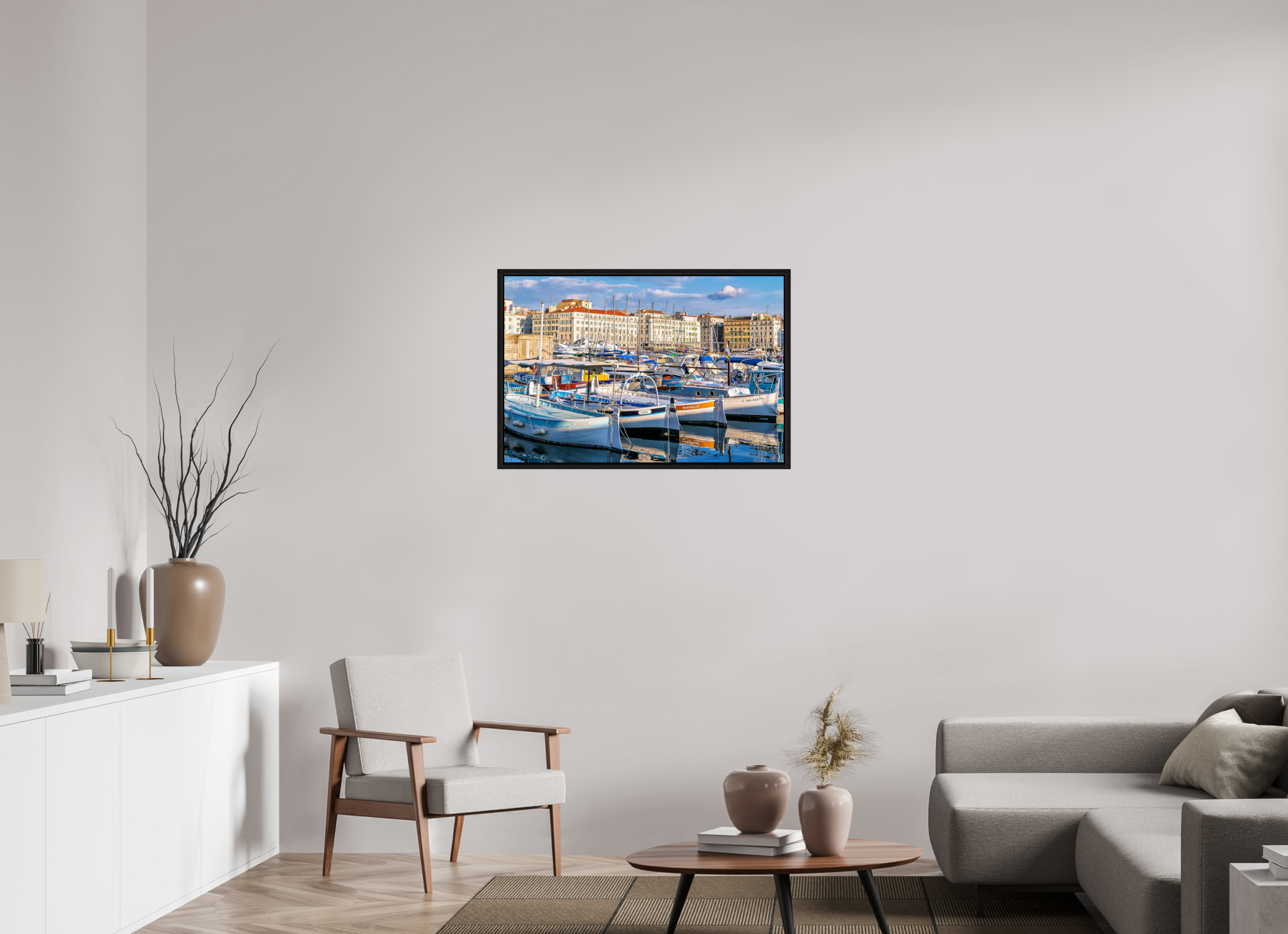 90 x 60 cm, Tirage couleur dans caisse américaine Barques et Vieux Port
