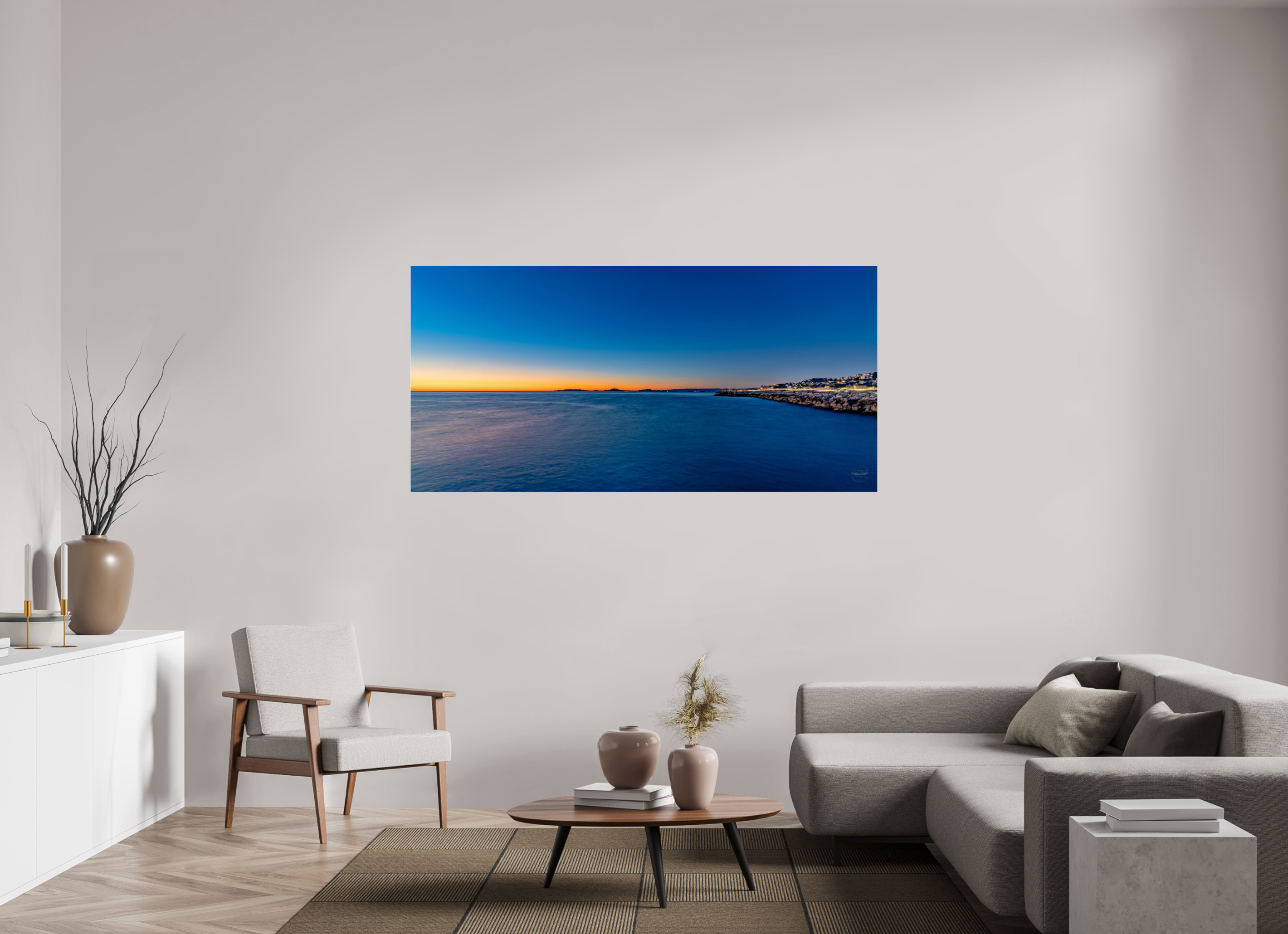 185,7 x 90 cm, Tirage couleur sous Plexi Bleu Infini