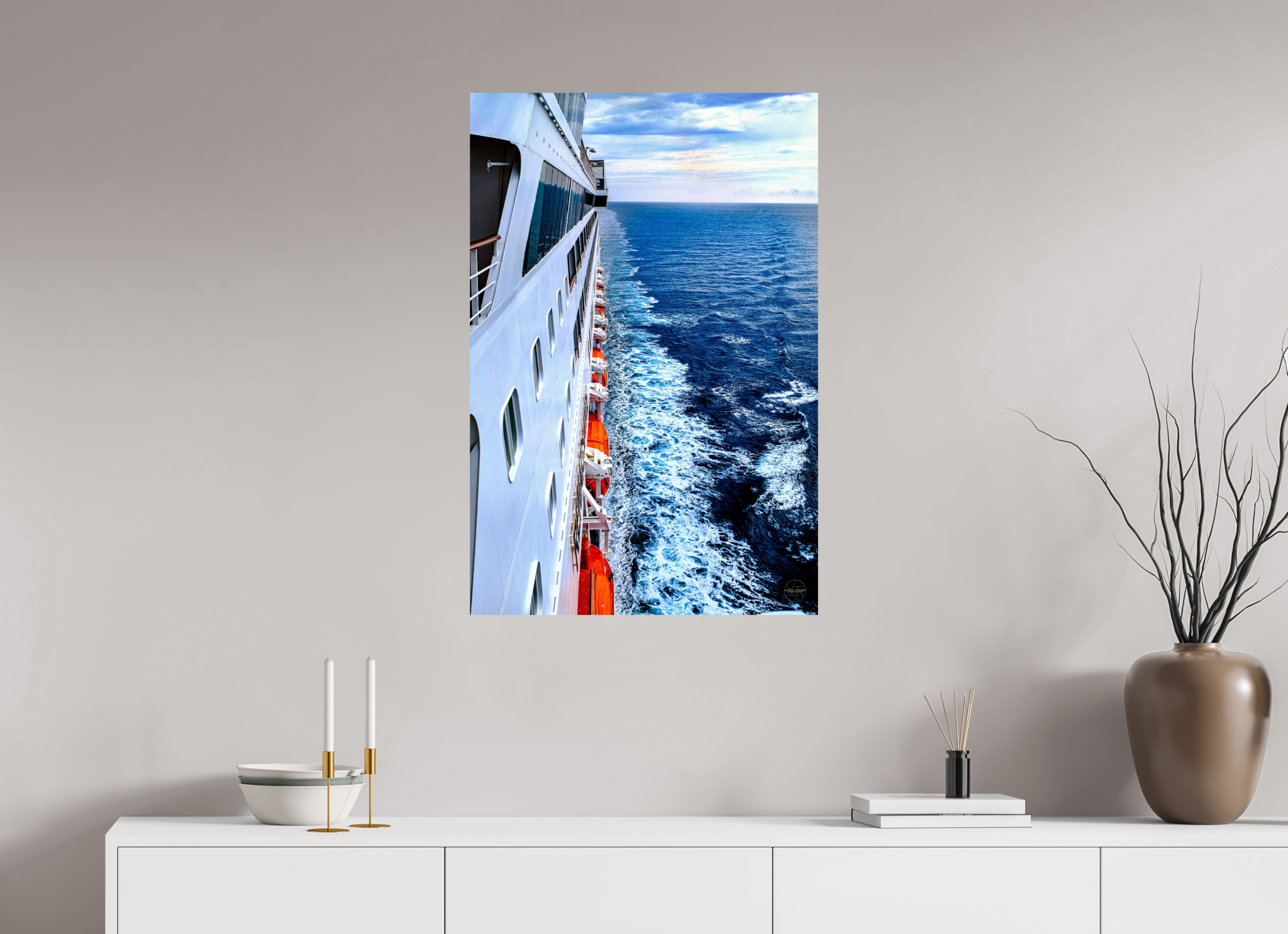 60 x 90 cm, Tirage couleur brillant seul Sillage Infini | Poster Océan & Voyage Contemporain