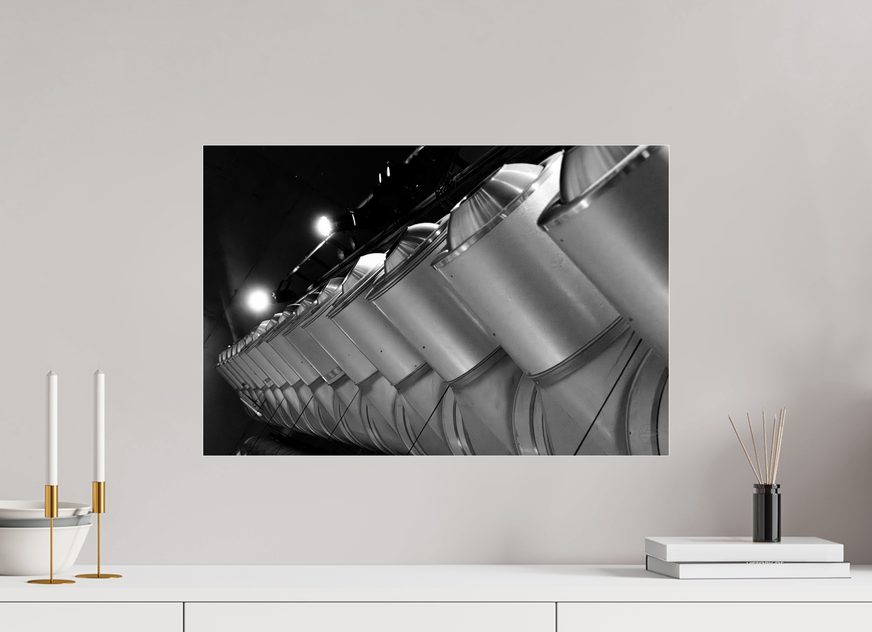 60 x 40 cm, Tirage N&B sous Plexi Perspective Métallique