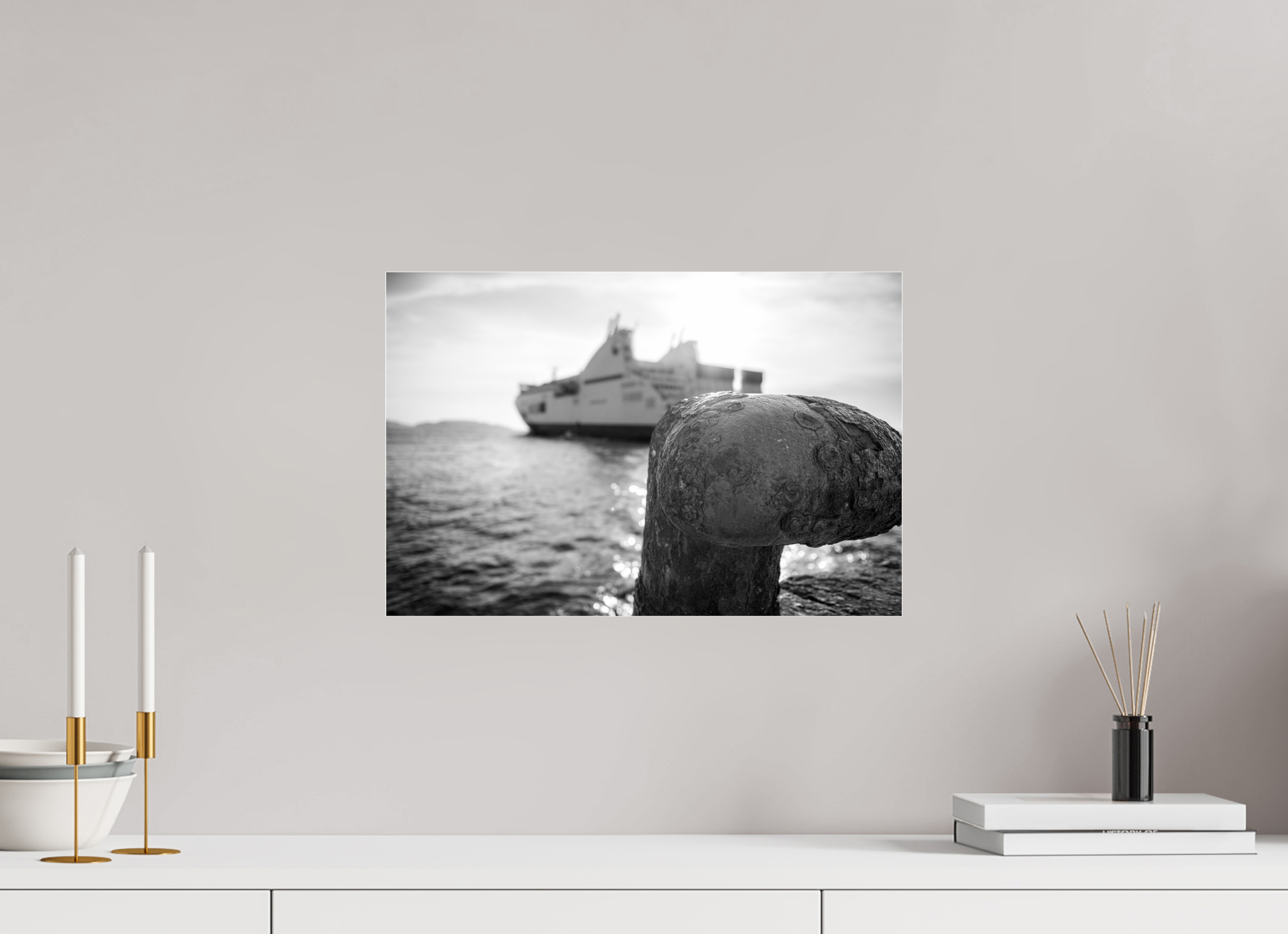 45 x 30 cm, Tirage N&B brillant sous Plexi Affiche photo – Larguer les amarres