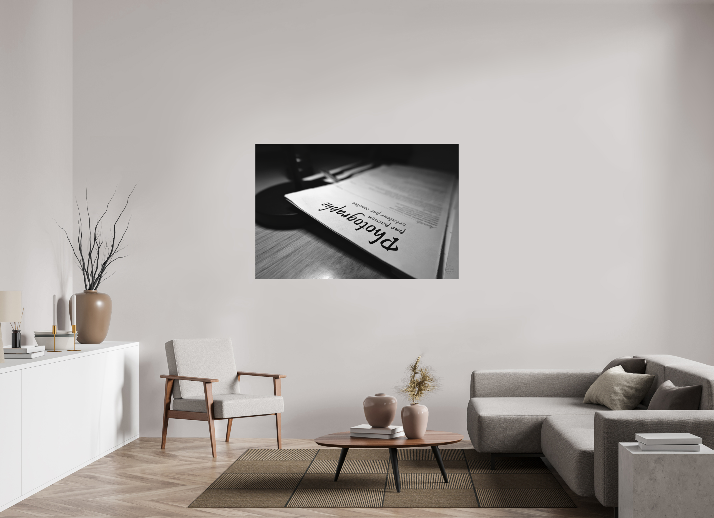 150 x 100 cm, Tirage N&B mat seul Photographe par passion, créateur par vocation | Poster Fine Art