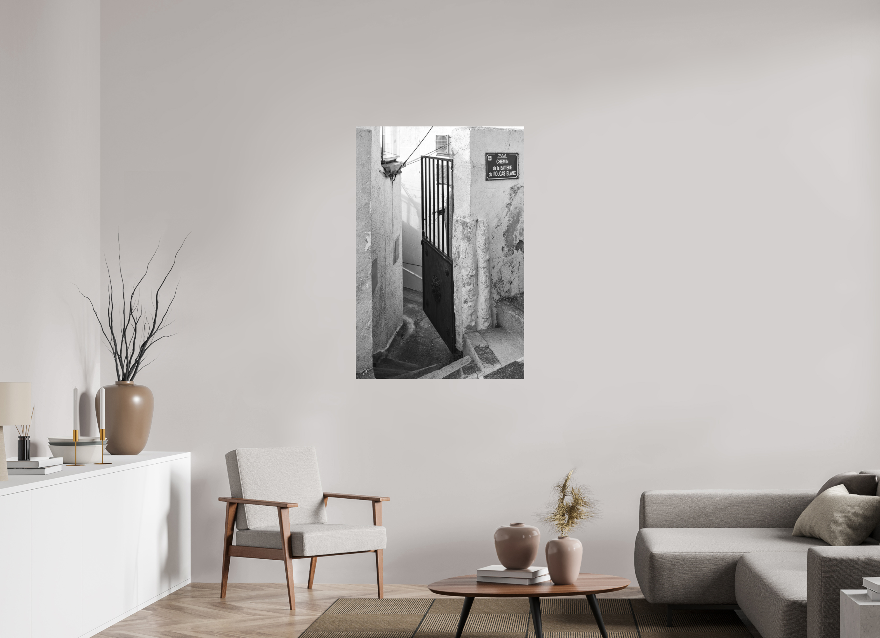 80 x 120 cm, Tirage N&B mat seul Perspective urbaine - Passage Secret