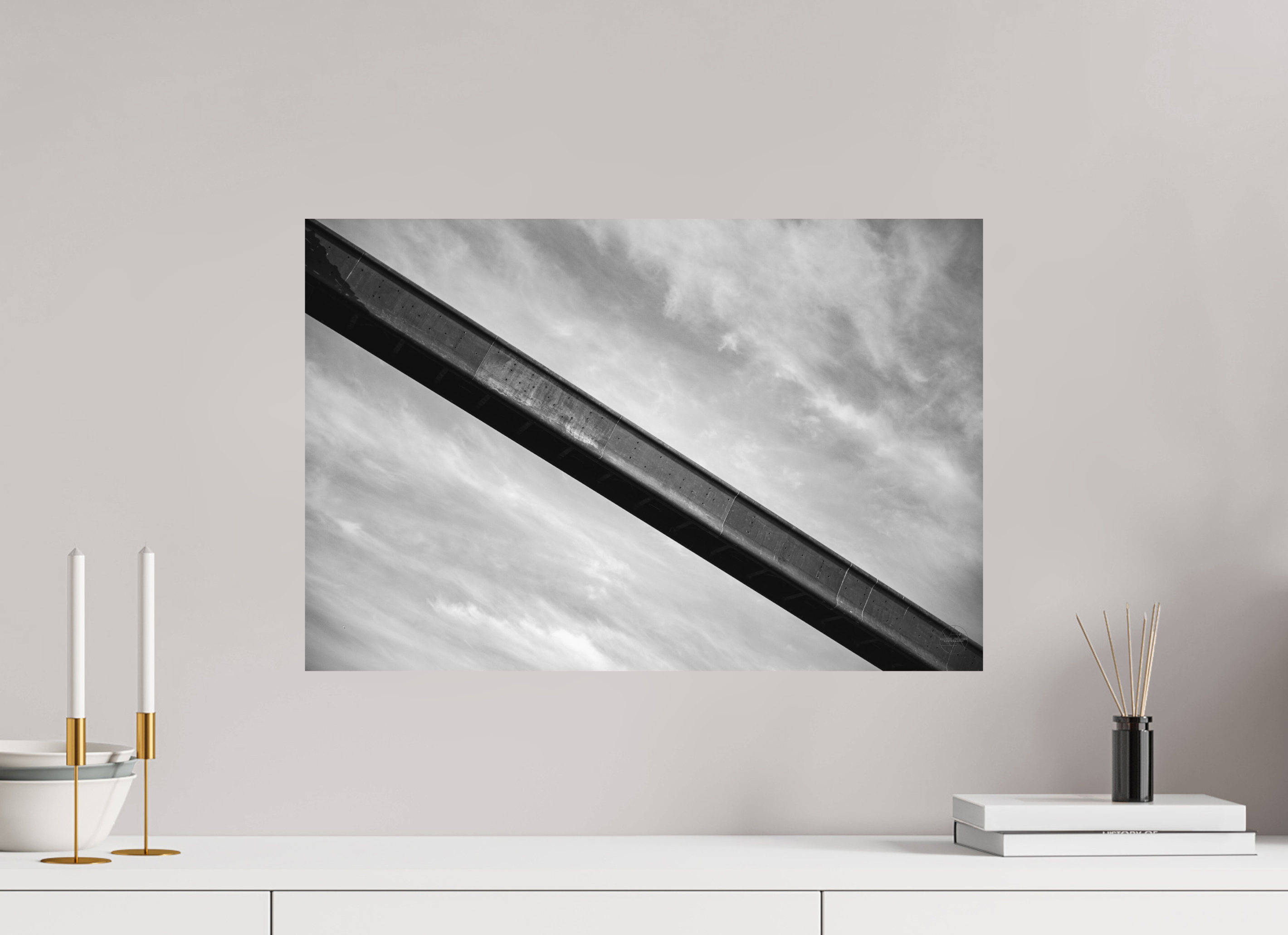 60 x 40 cm, Tirage N&B mat seul Poster - La passerelle