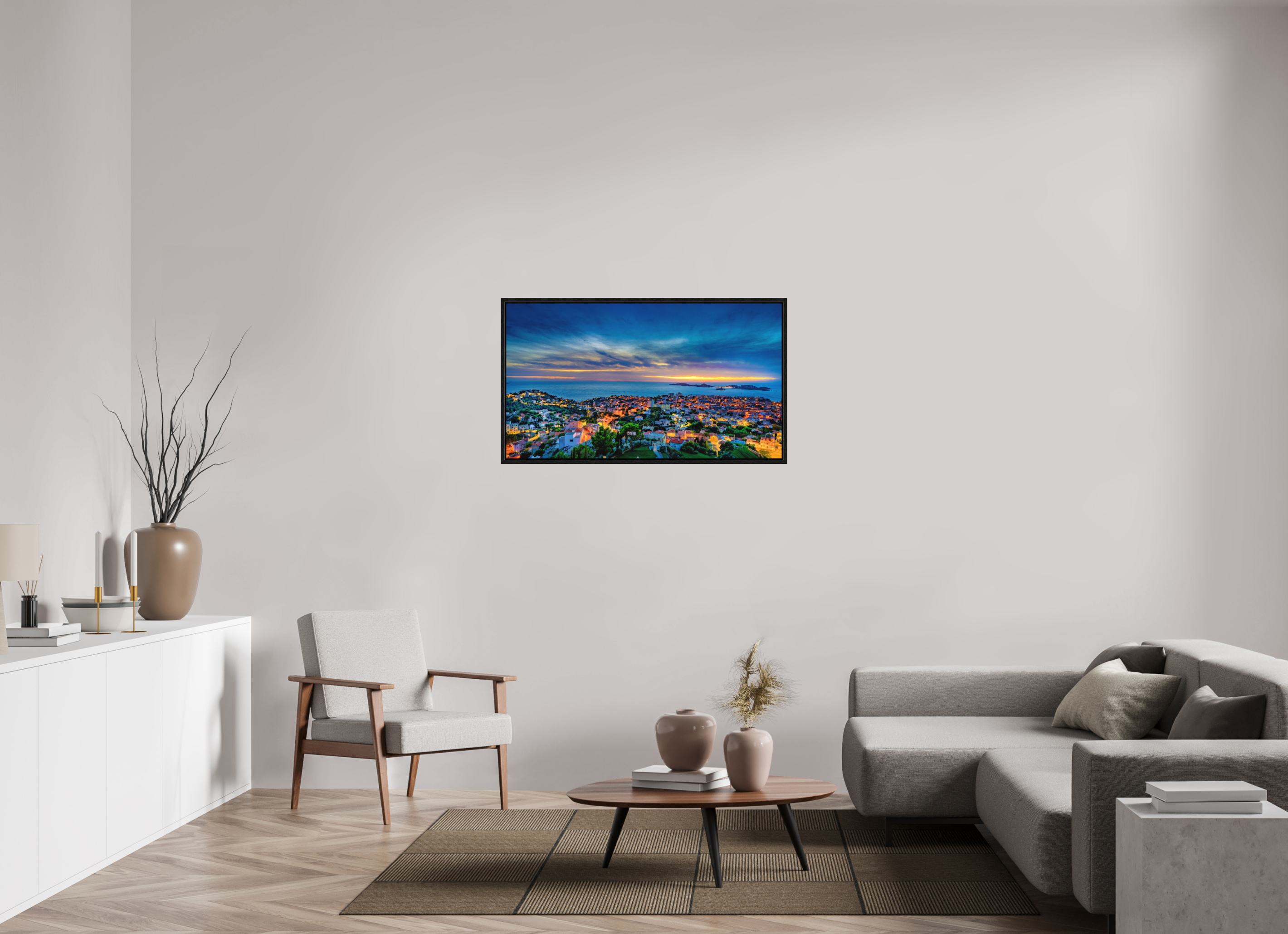 112 x 63 cm, Tirage grand format dans caisse américaine Marseille au Crépuscule