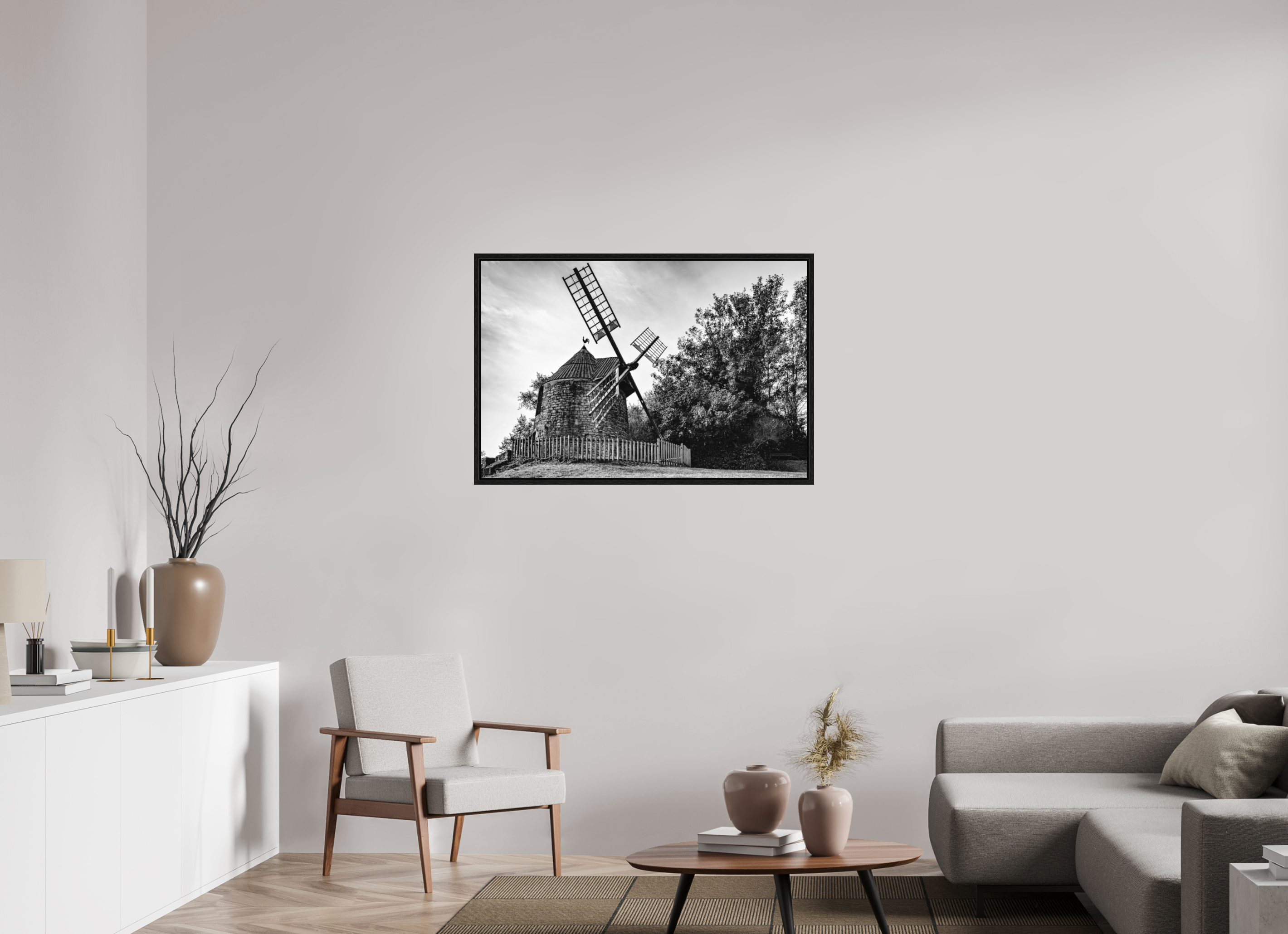 105 x 70 cm, Tirage N&B dans Caisse américaine noire Œuvre murale - Souffle du Temps