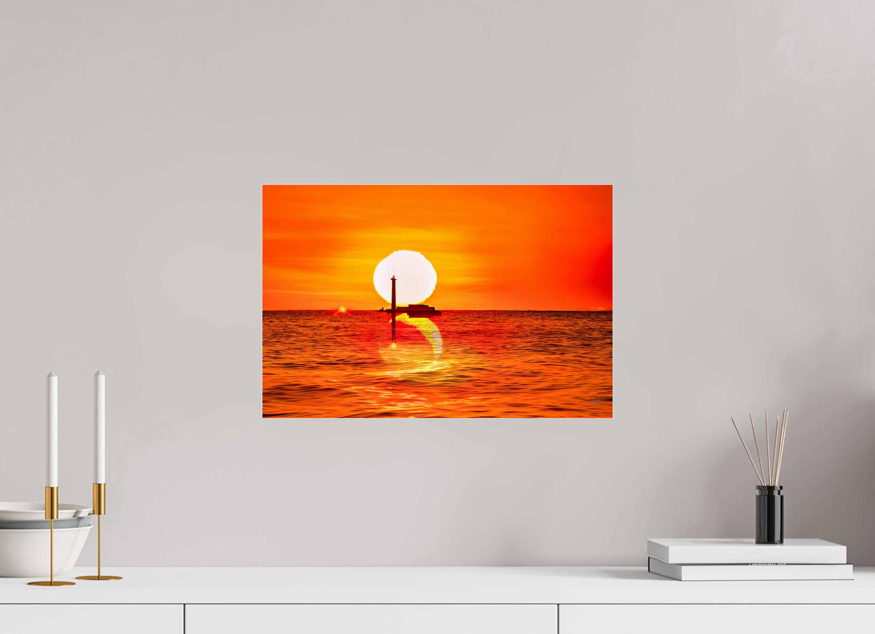 45 x 30 cm, Tirage couleur sous Plexi Poster artistique – Quand le Soleil se couche avec la Lune