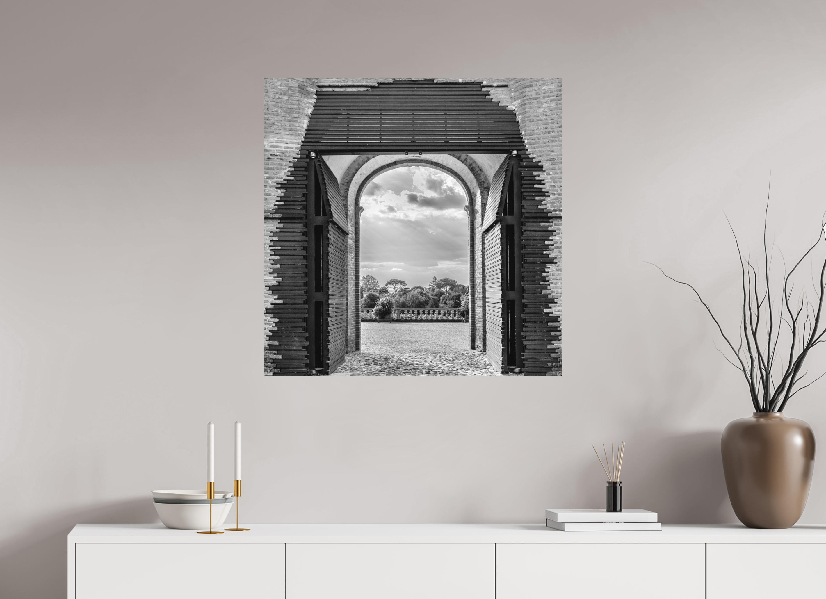 80 x 80 cm, Tirage N&B mat seul Affiche artistique – La Montée des Canons