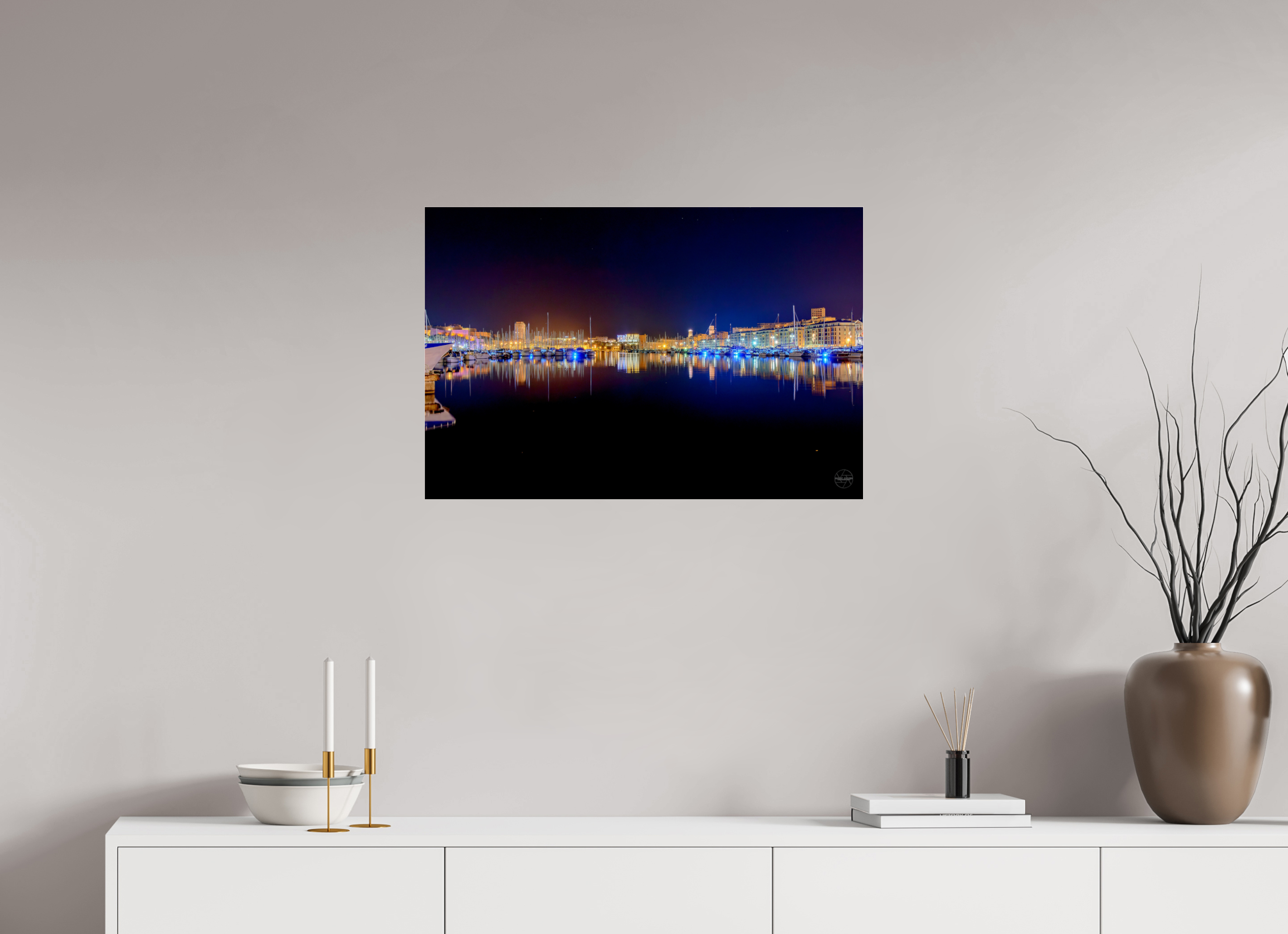 75 x 50 cm, Photo Print Under Acrylic Glass Les lumières du Vieux-Port
