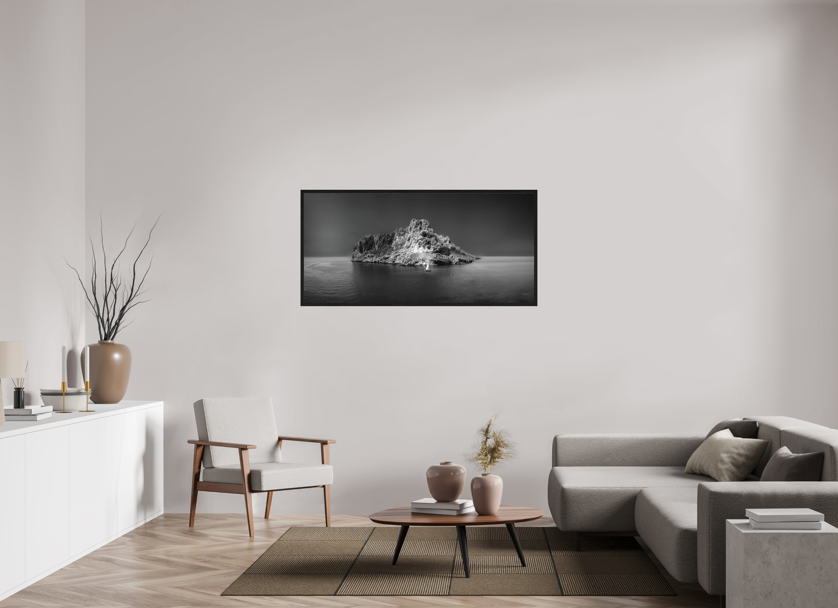 145,3 x 70 cm, Tirage grand format encadré Impression grand format – L'île refuge ou prison