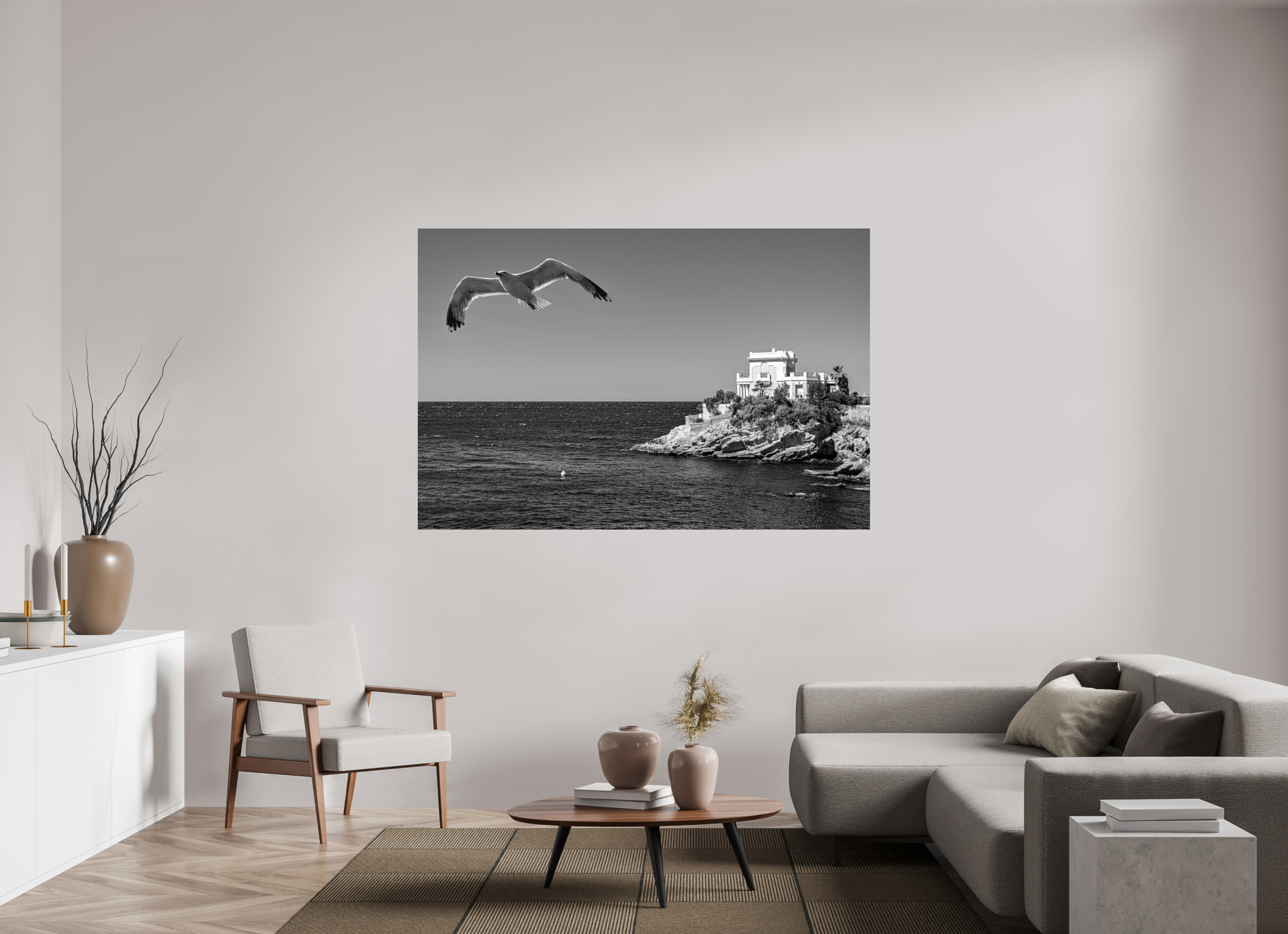 180 x 120 cm, Tirage sous plexi La maison, l'oiseau et la mer