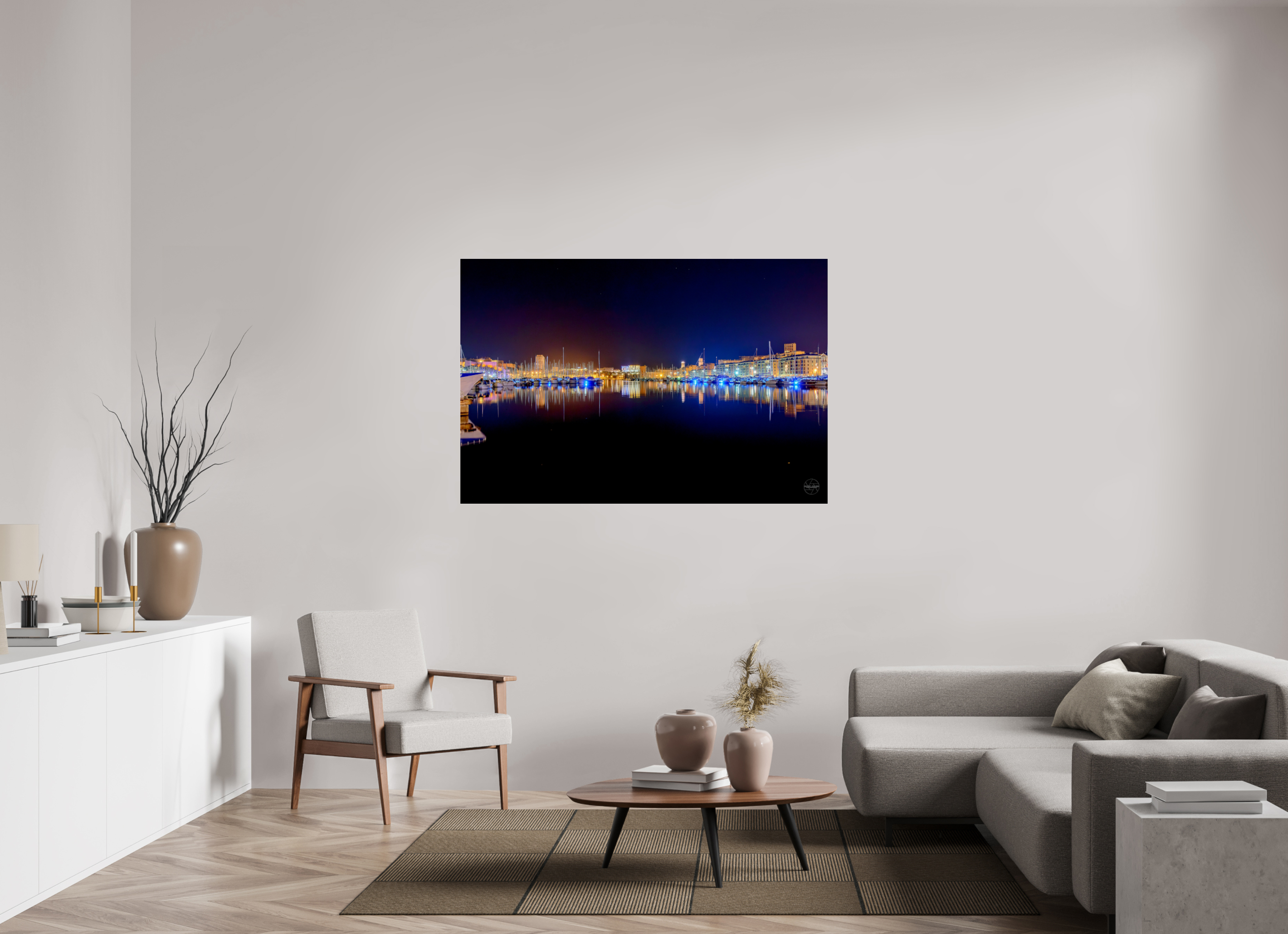 150 x 100 cm, Tirage sous plexi Les lumières du Vieux-Port