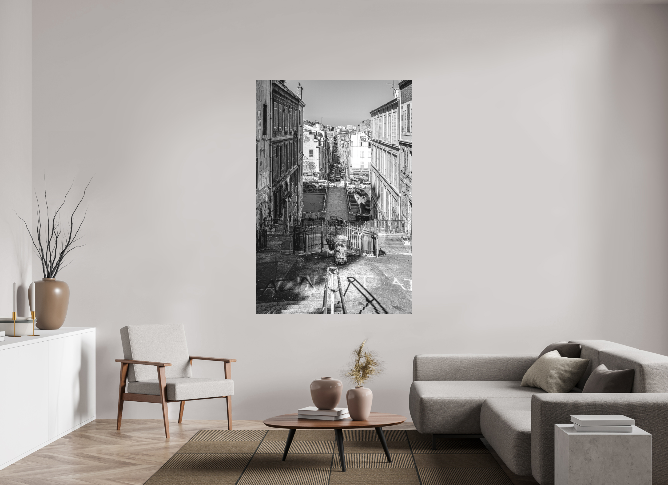 120 x 180 cm, Tirage N&B mat seul Affiche urbaine – Perspective Marseillaise