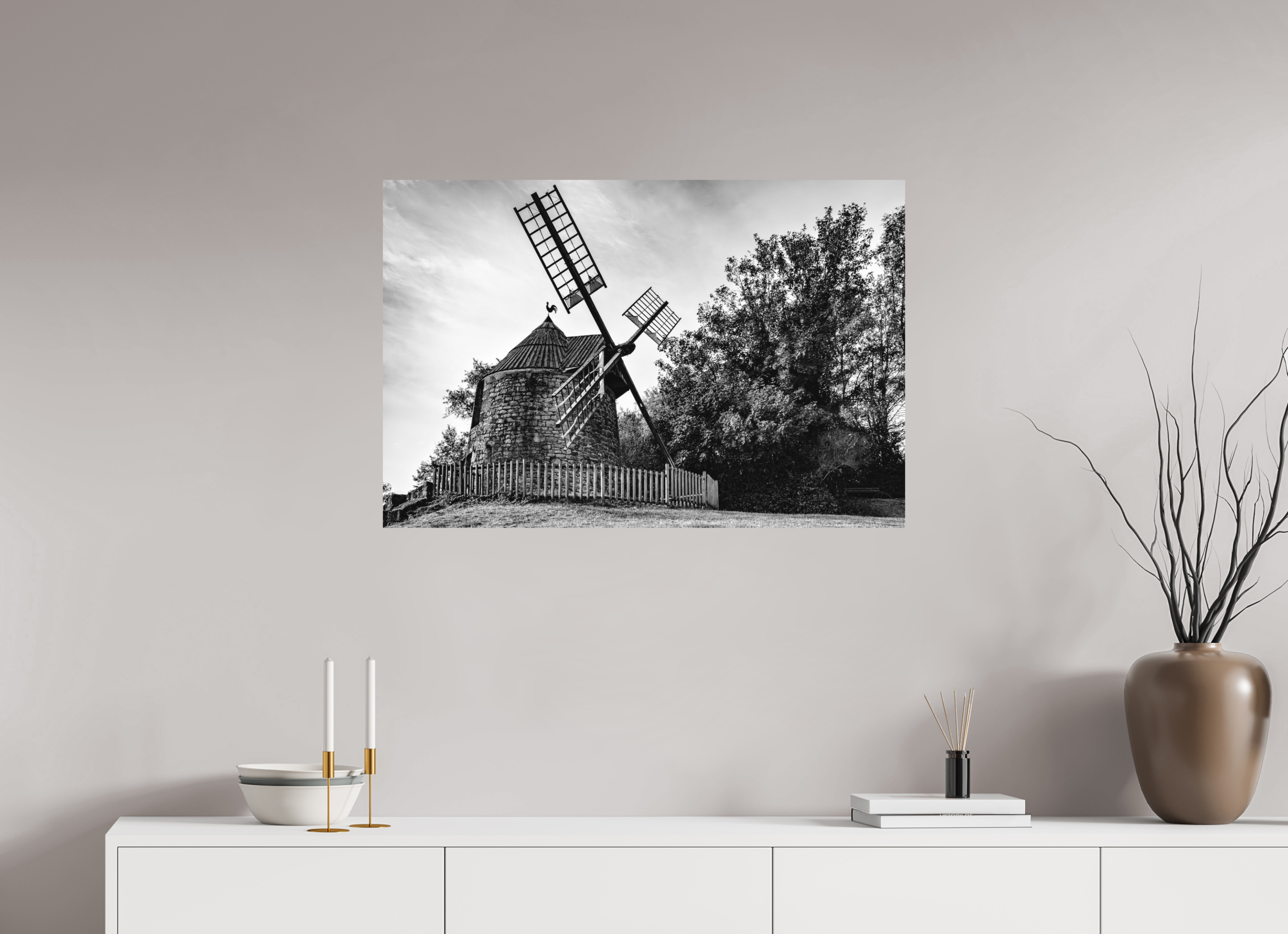 90 x 60 cm, Tirage N&B mat seul Œuvre murale - Souffle du Temps