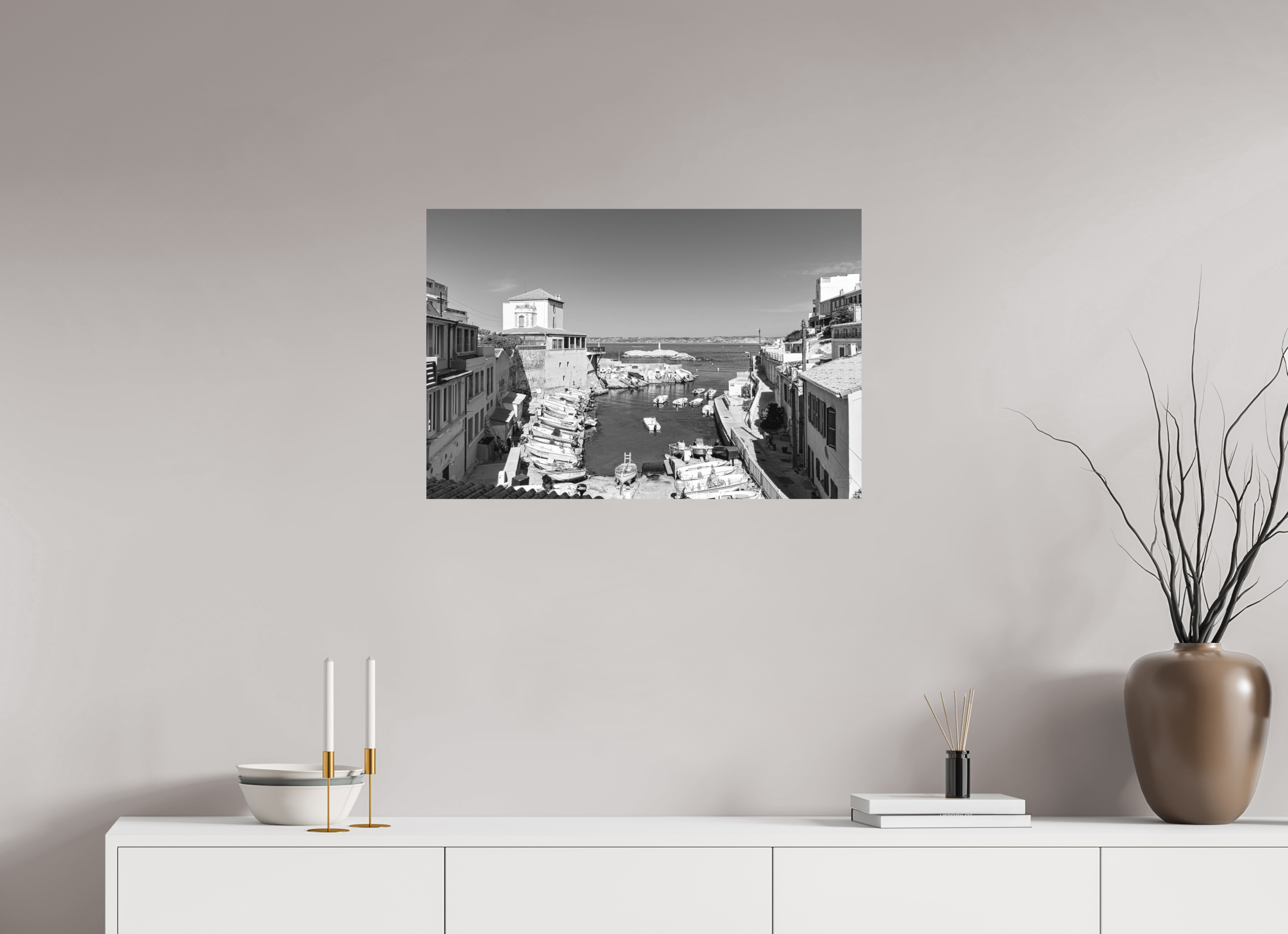 75 x 50 cm, Tirage N&B mat seul Affiche artistique – Silence sur Malmousque