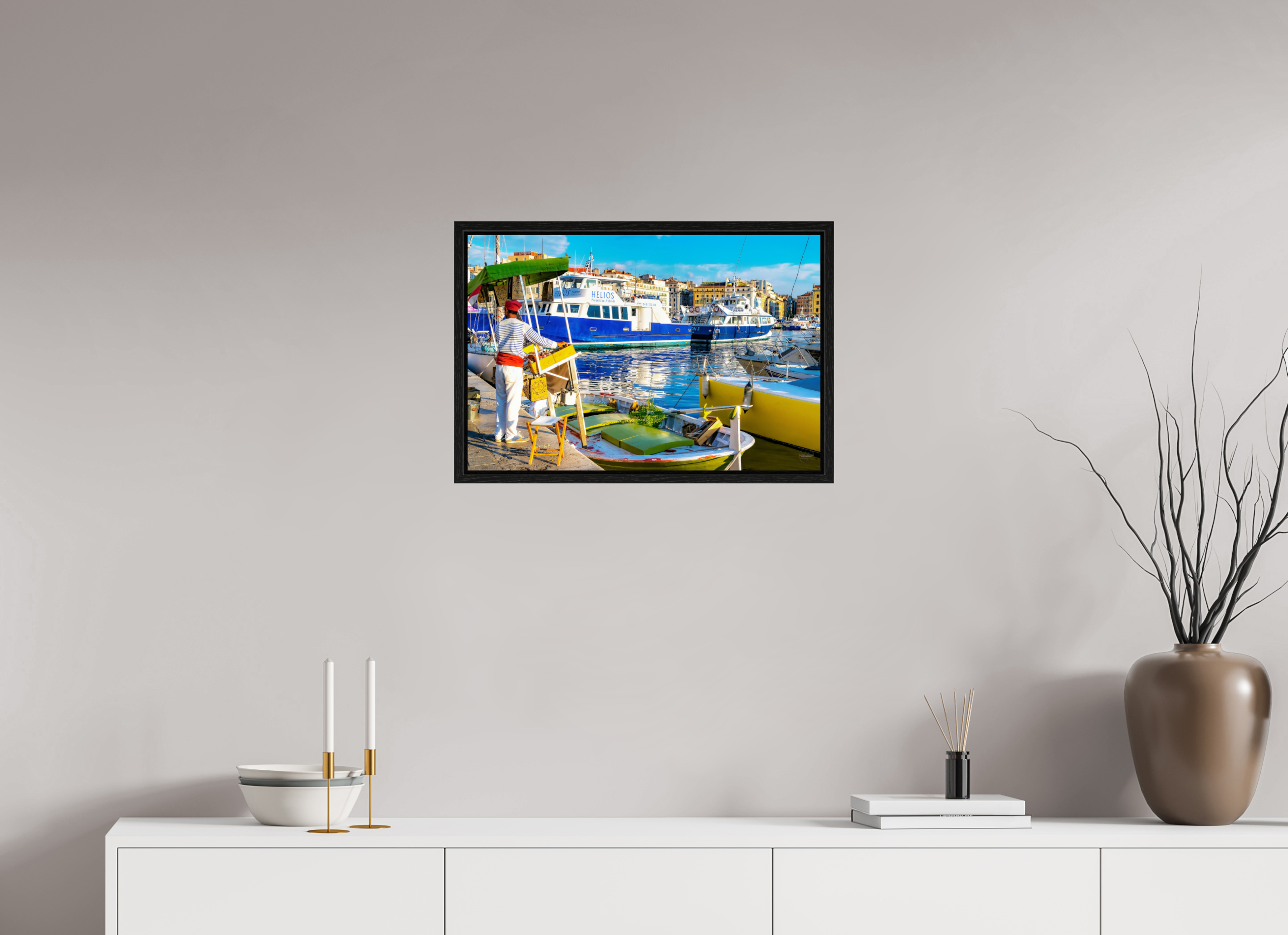 60 x 40 cm, Tirage couleur dans Caisse américaine noire Le Marchand du Vieux-Port