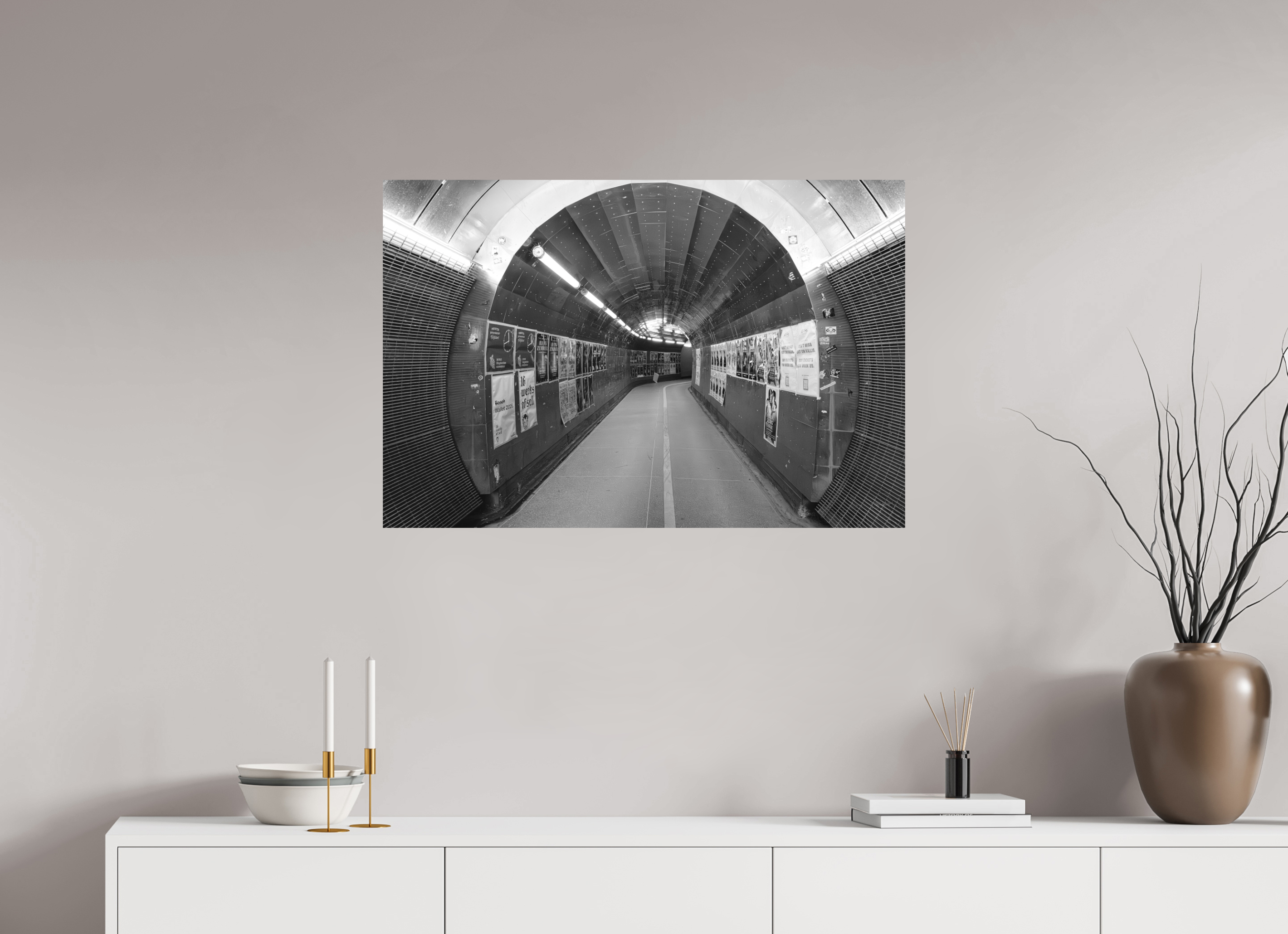 90 x 60 cm, Tirage N&B mat seul Poster premium – L’Écho du Passage