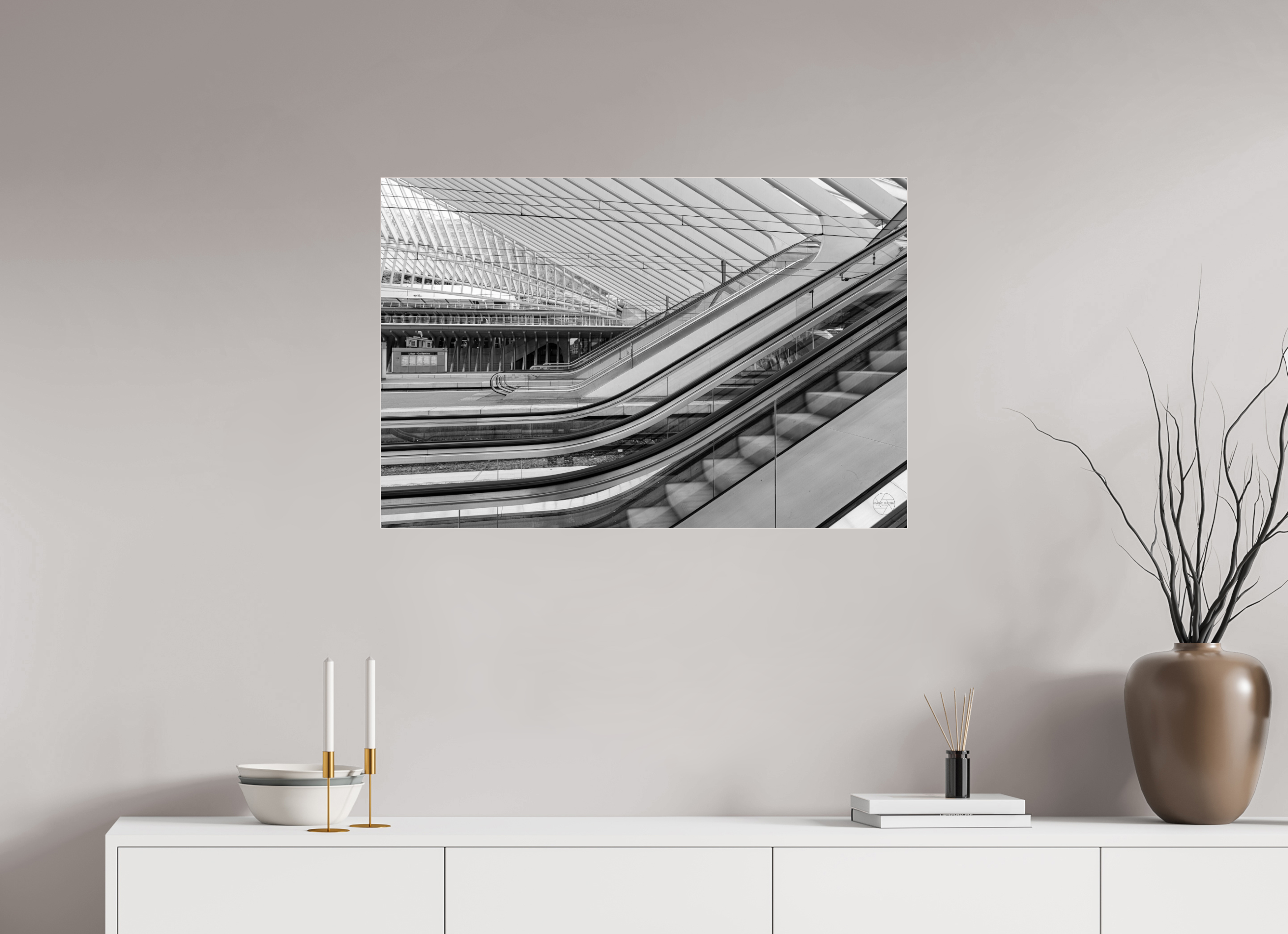 90 x 60 cm, Tirage N&B sous Plexi Photo architecture – Lignes en mouvement