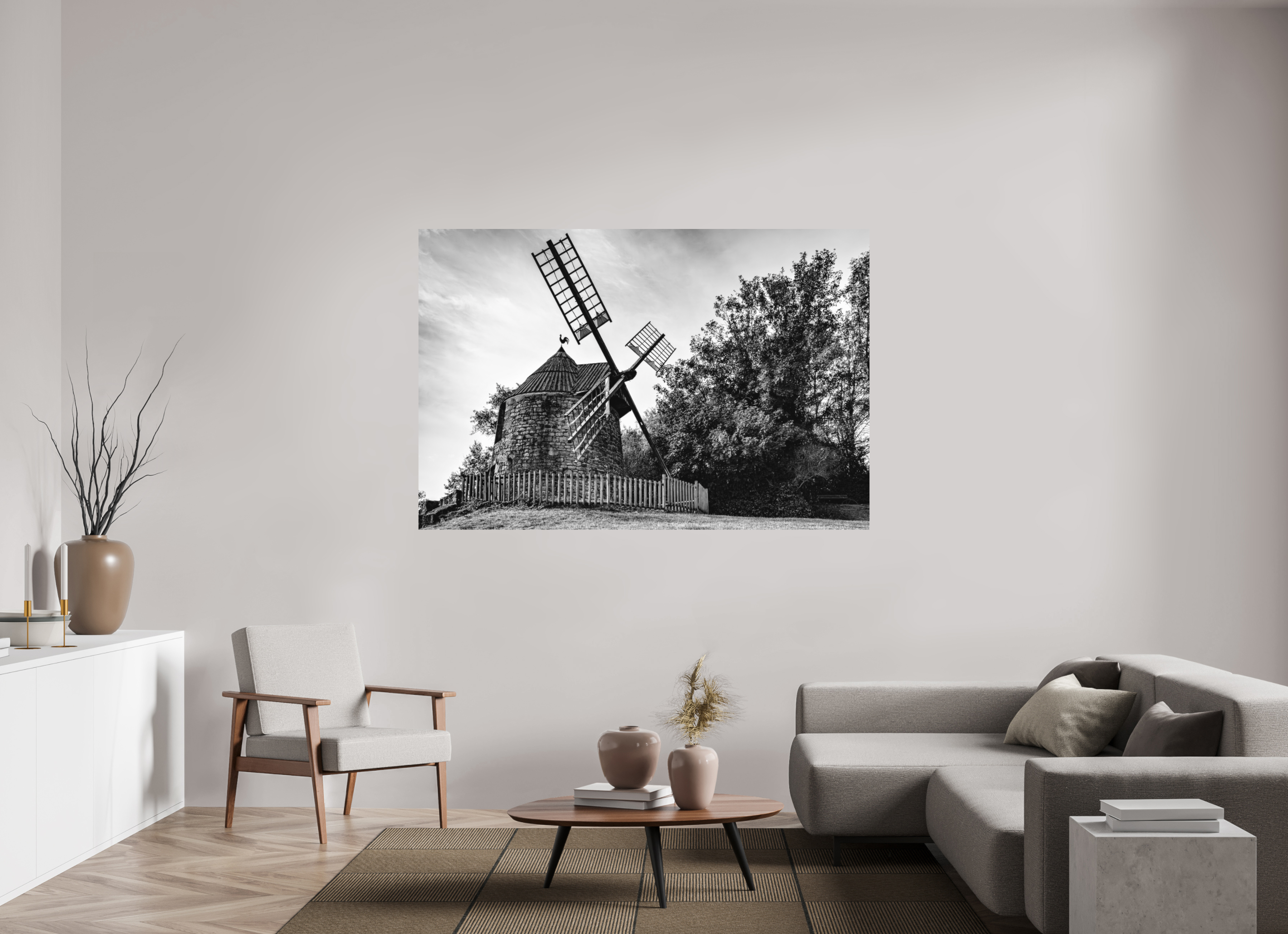 180 x 120 cm, Tirage N&B mat seul Œuvre murale - Souffle du Temps