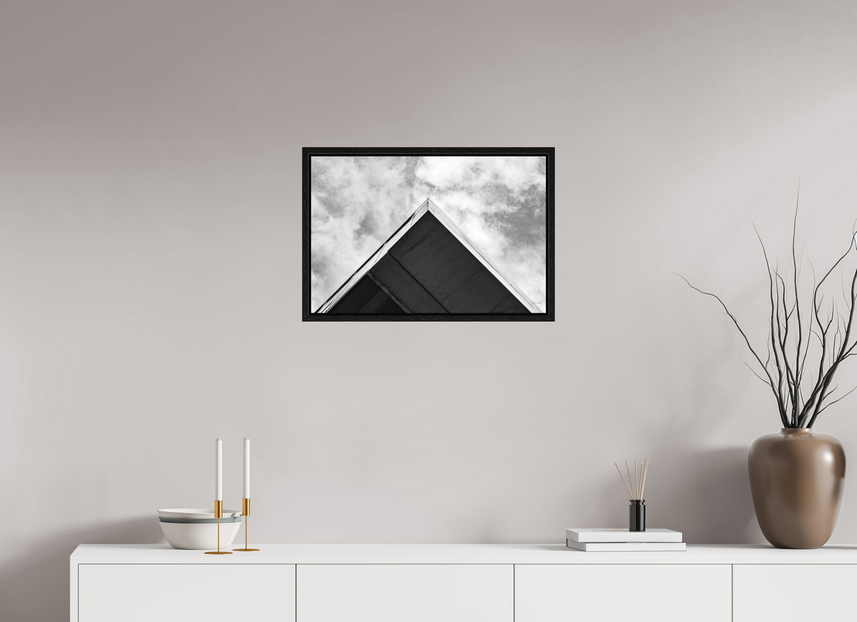 60 x 40 cm, Tirage N&B dans Caisse américaine noire Pyramide - Décoration murale contemporaine