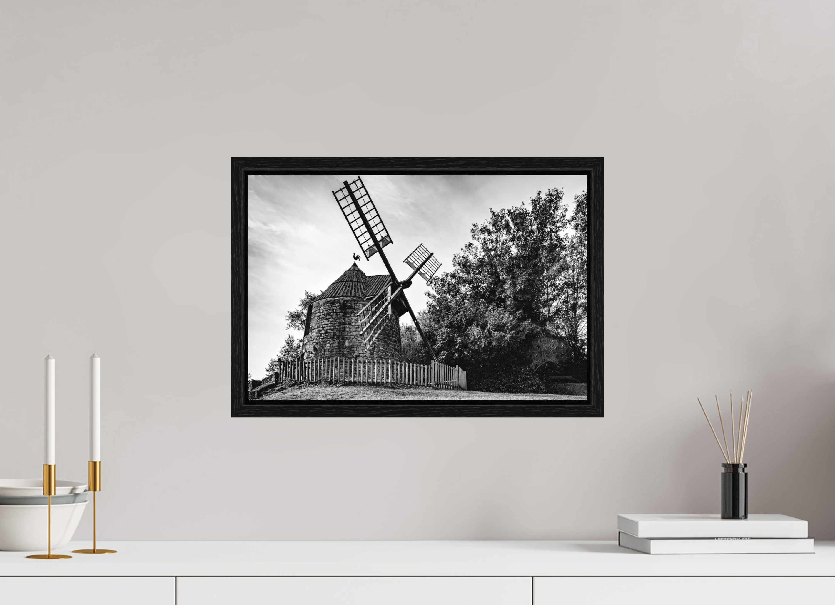 45 x 30 cm, Tirage N&B dans Caisse américaine noire Œuvre murale - Souffle du Temps