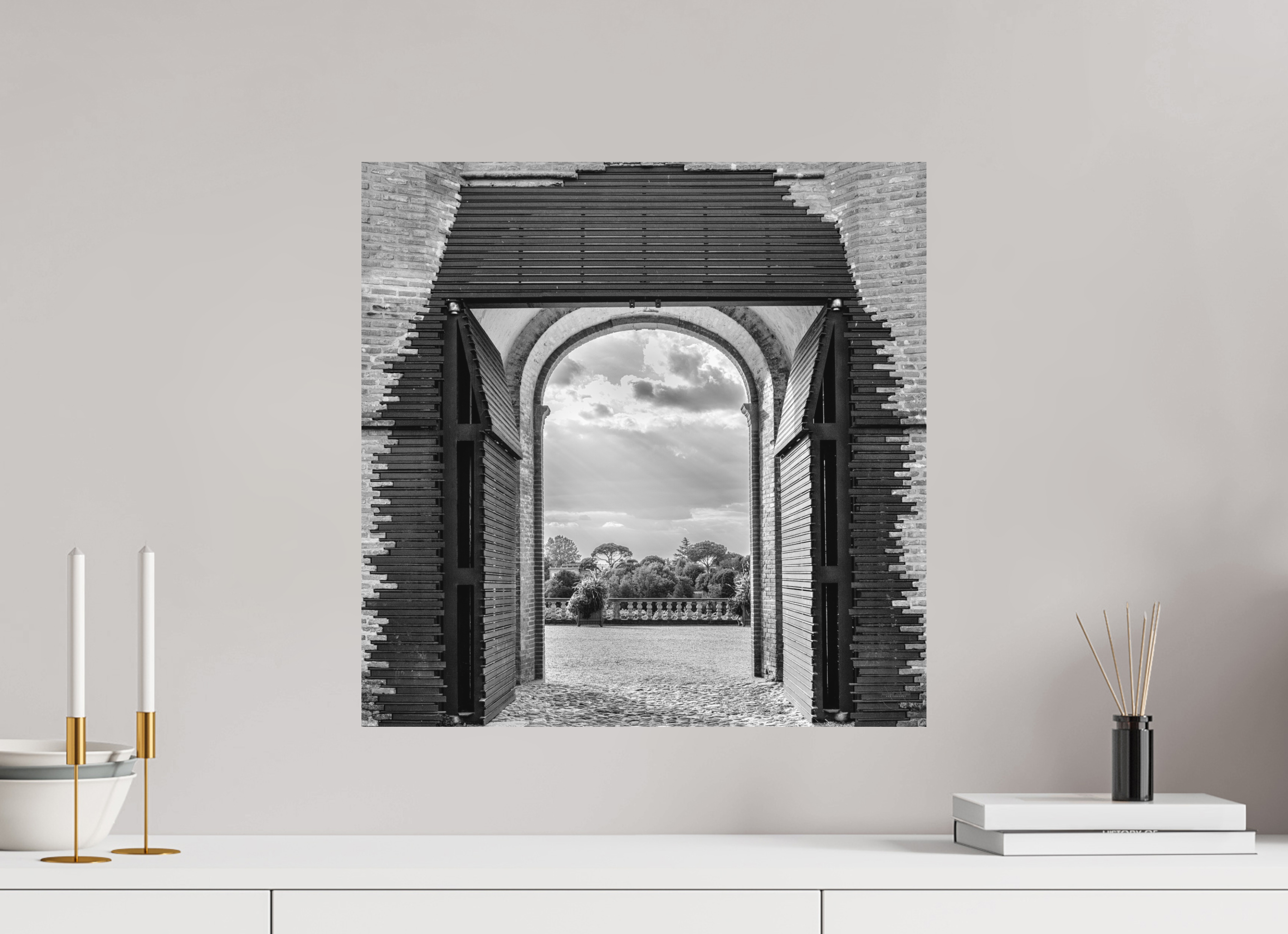 50 x 50 cm, Tirage N&B mat seul Affiche artistique – La Montée des Canons