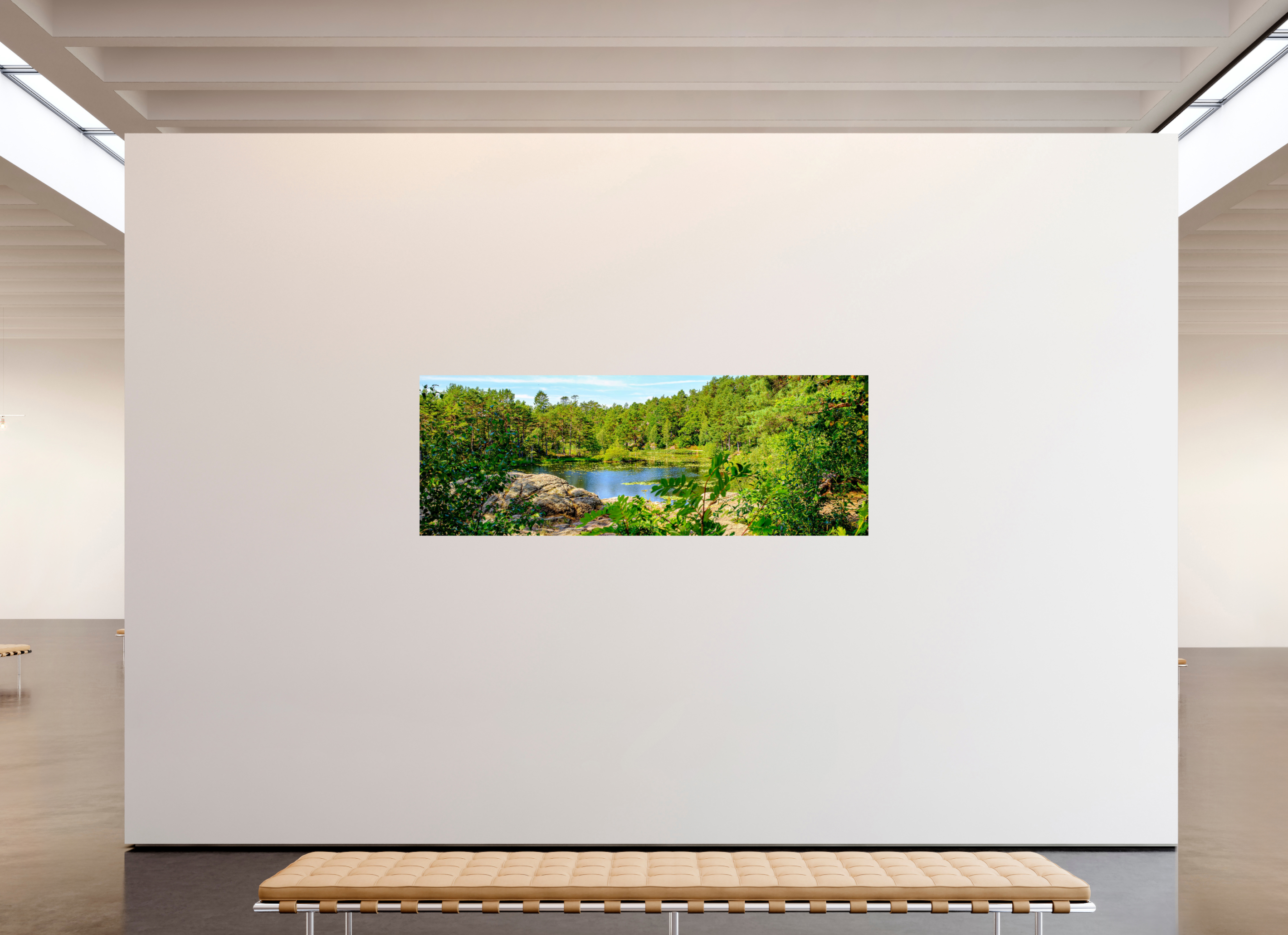 224 x 80 cm, Tirage couleur brillant seul Refuge Émeraude | Poster Panoramique Nature & Forêt