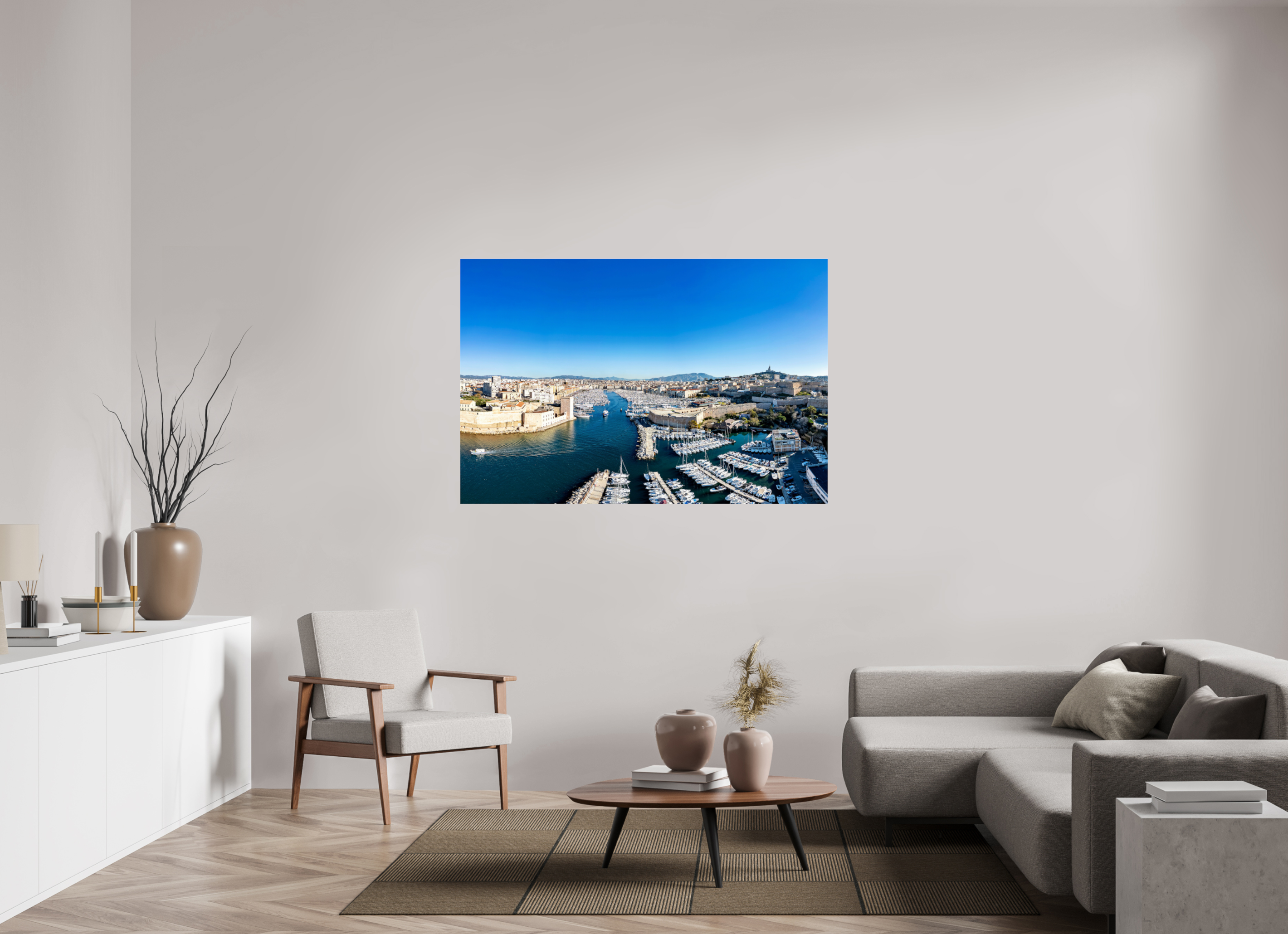 150 x 100 cm, Tirage sous plexi Poster de Marseille - Entre ciel et mer