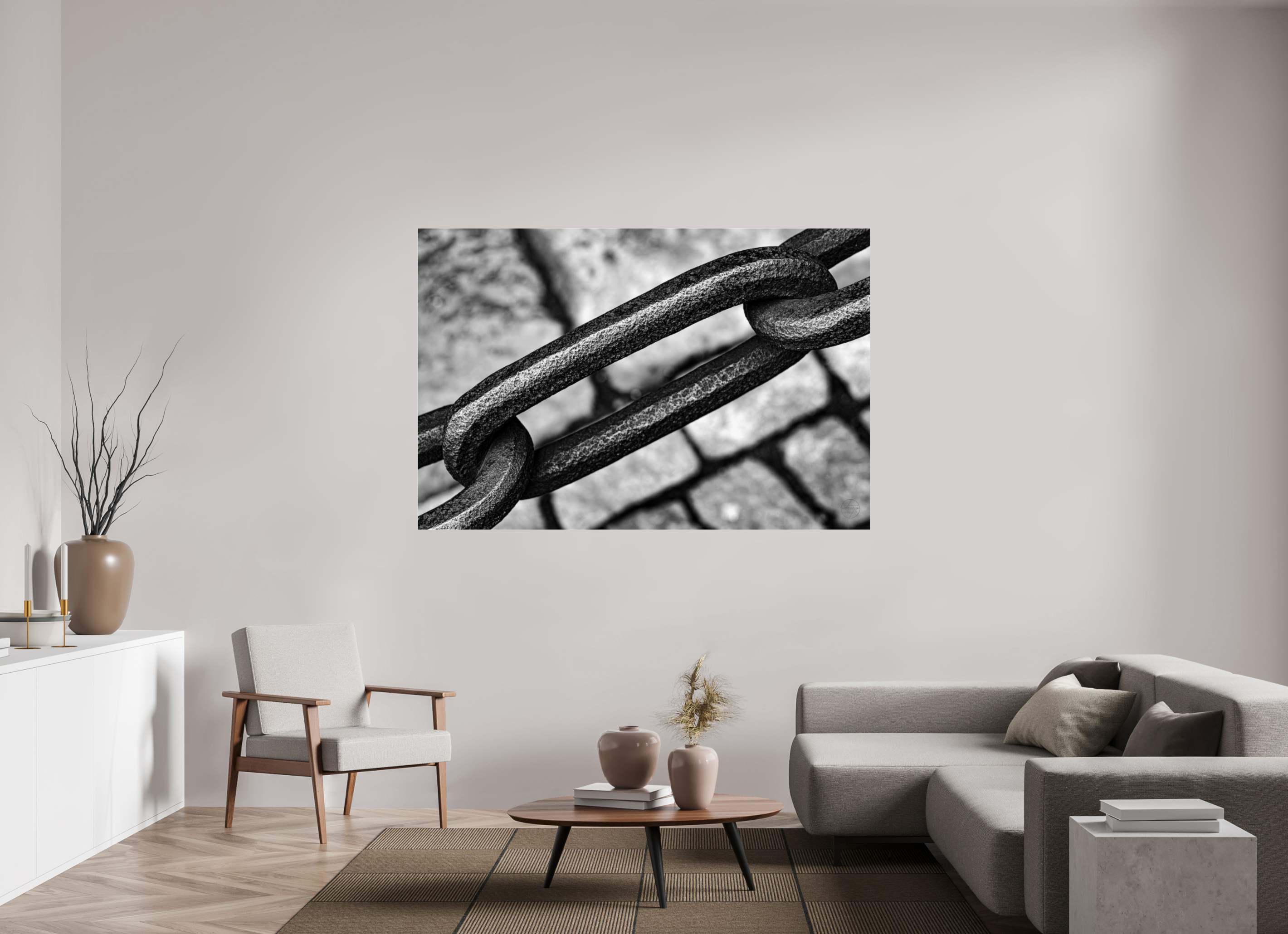 180 x 120 cm, Tirage sous plexi L’étreinte du fer