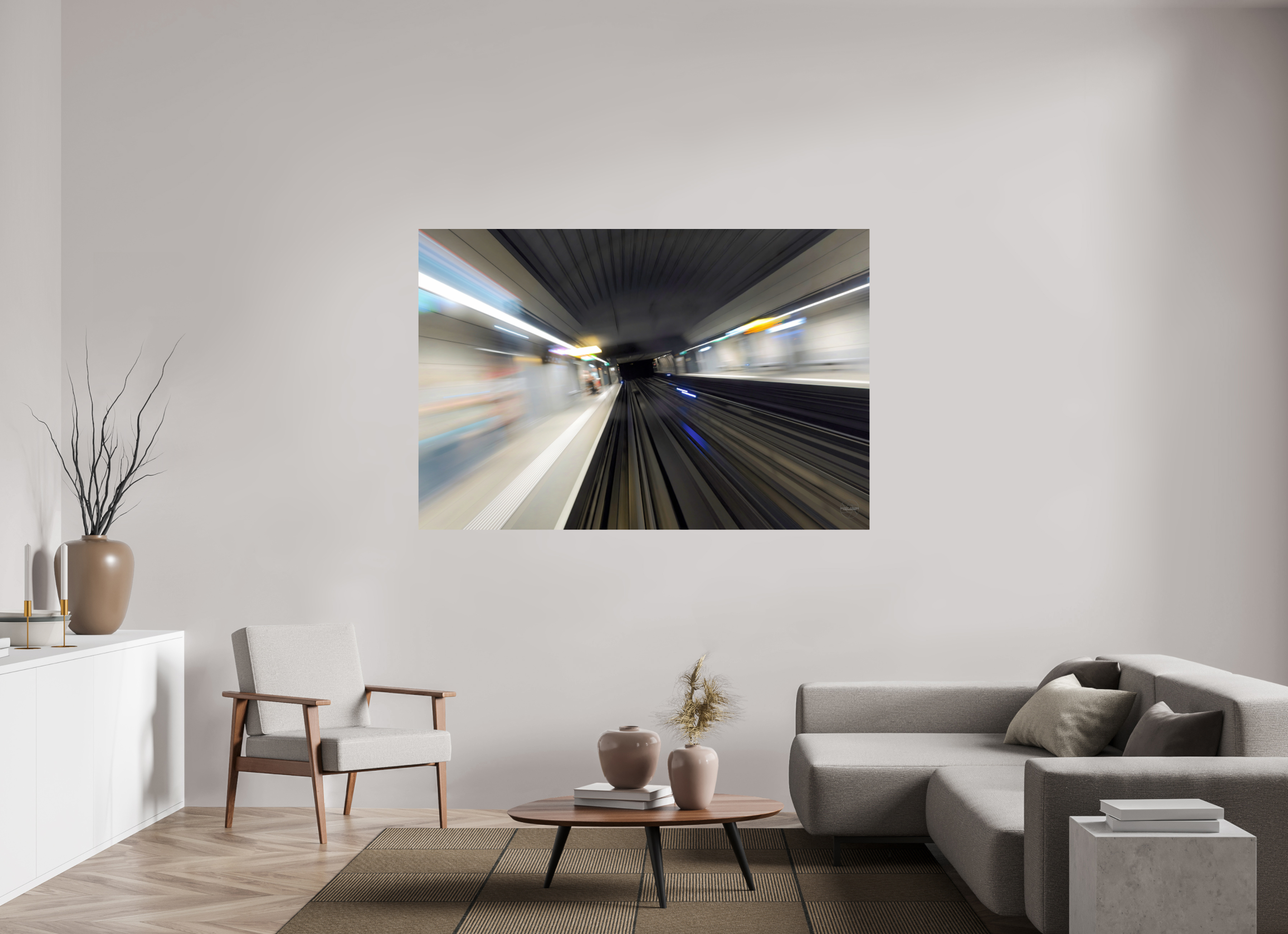 180 x 120 cm, Tirage couleur brillant seul Vitesse Souterraine