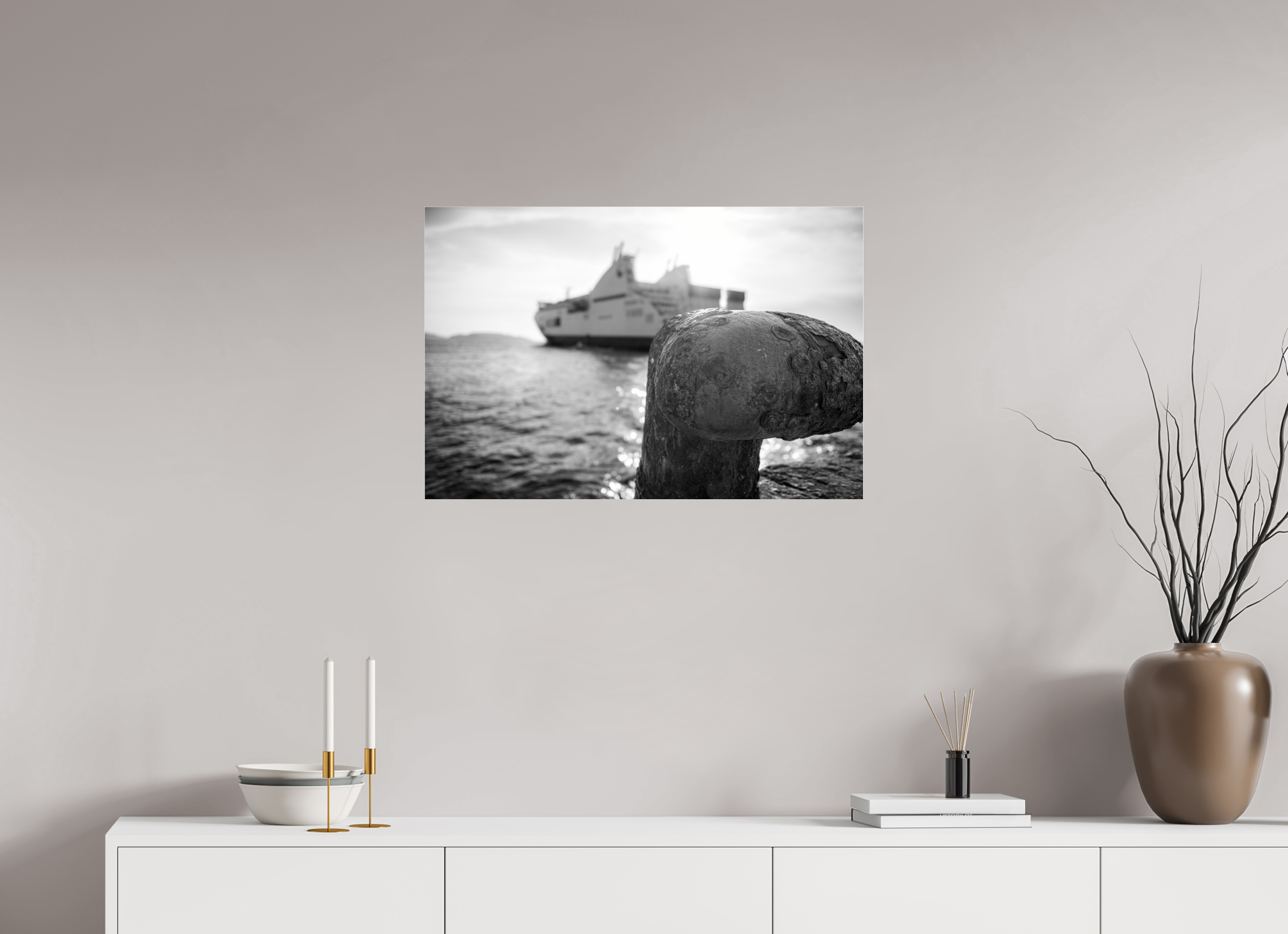 75 x 50 cm, Tirage N&B brillant sous Plexi Affiche photo – Larguer les amarres