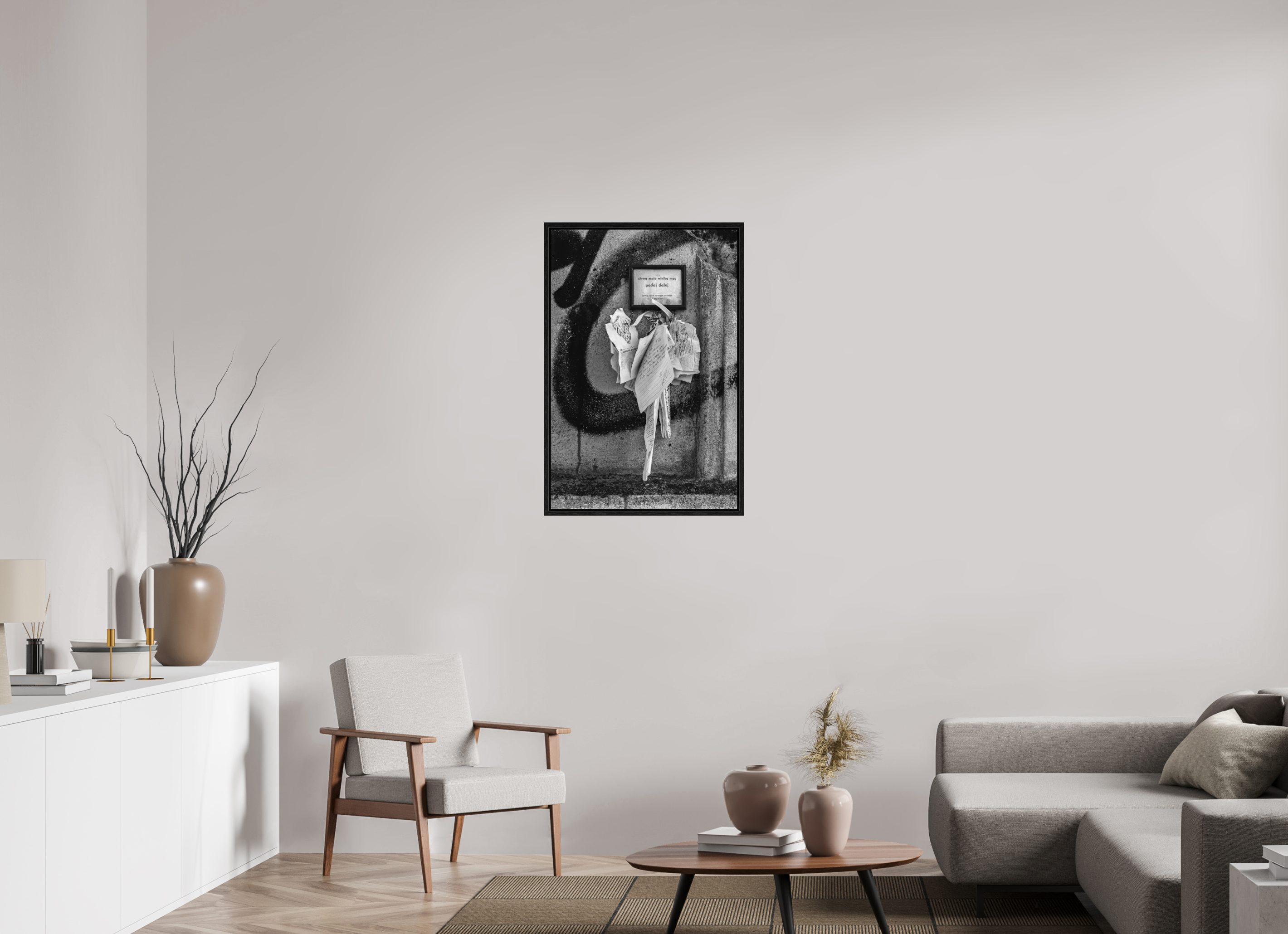 60 x 90 cm, Tirage N&B dans Caisse américaine noire Impression photographique – Les mots