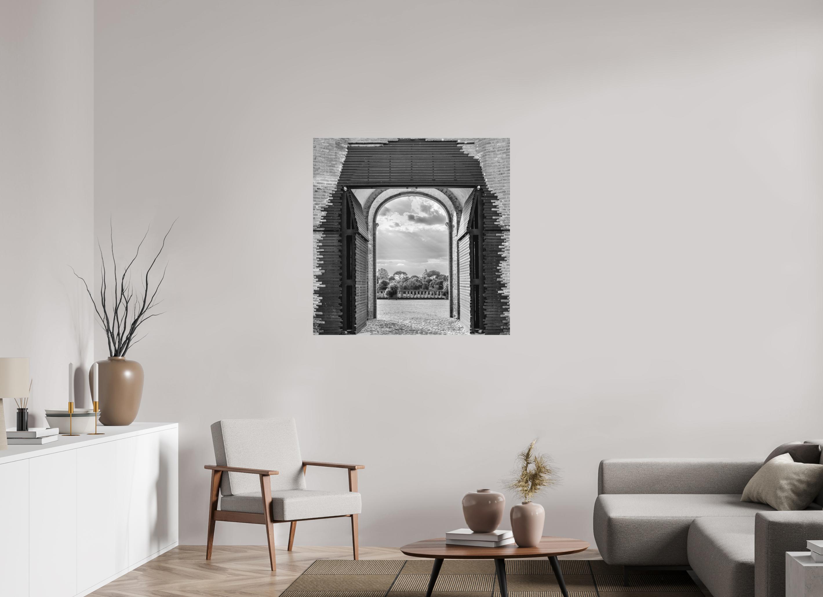 100 x 100 cm, Tirage N&B mat seul Affiche artistique – La Montée des Canons