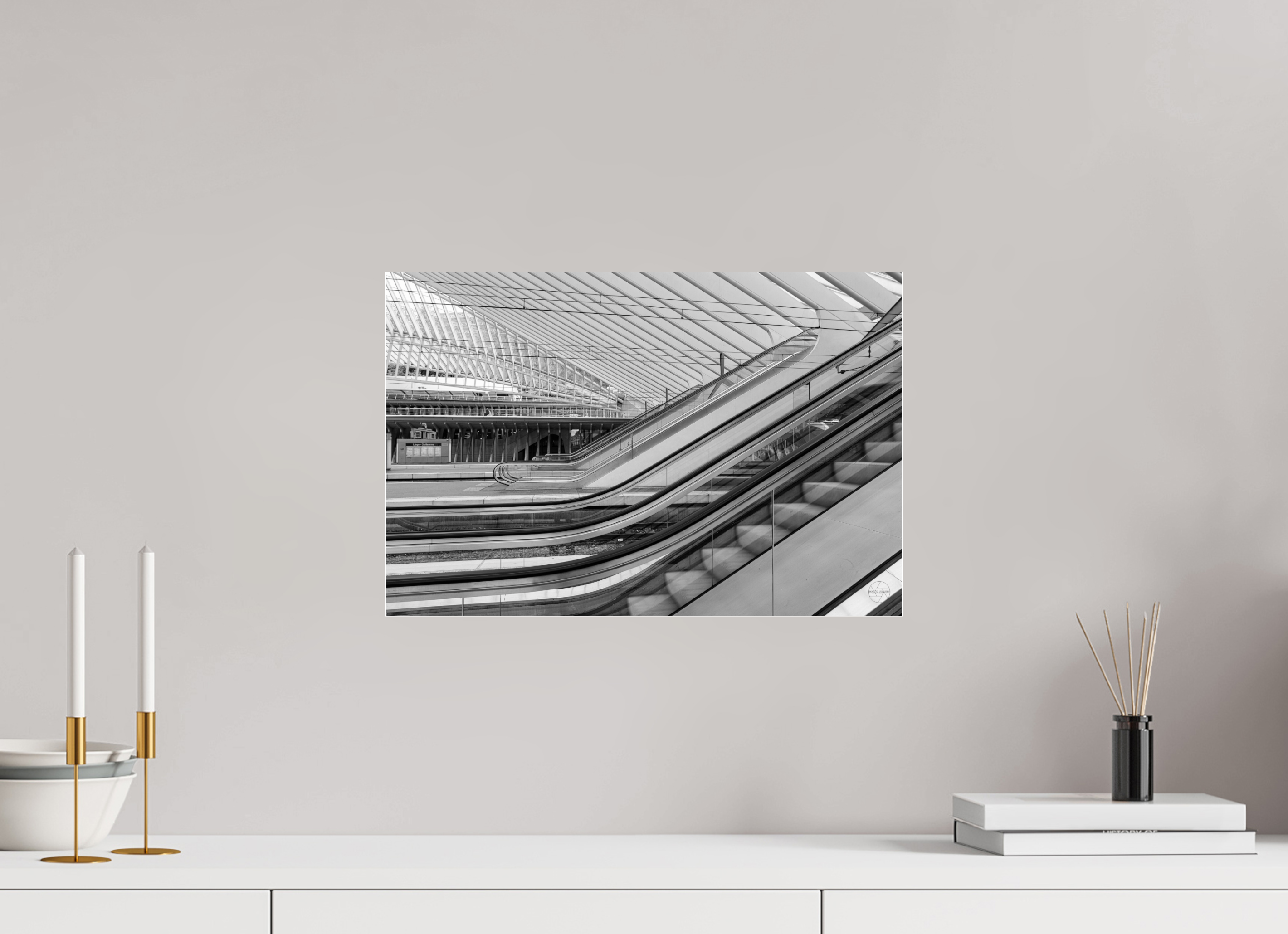 45 x 30 cm, Tirage N&B sous Plexi Photo architecture – Lignes en mouvement