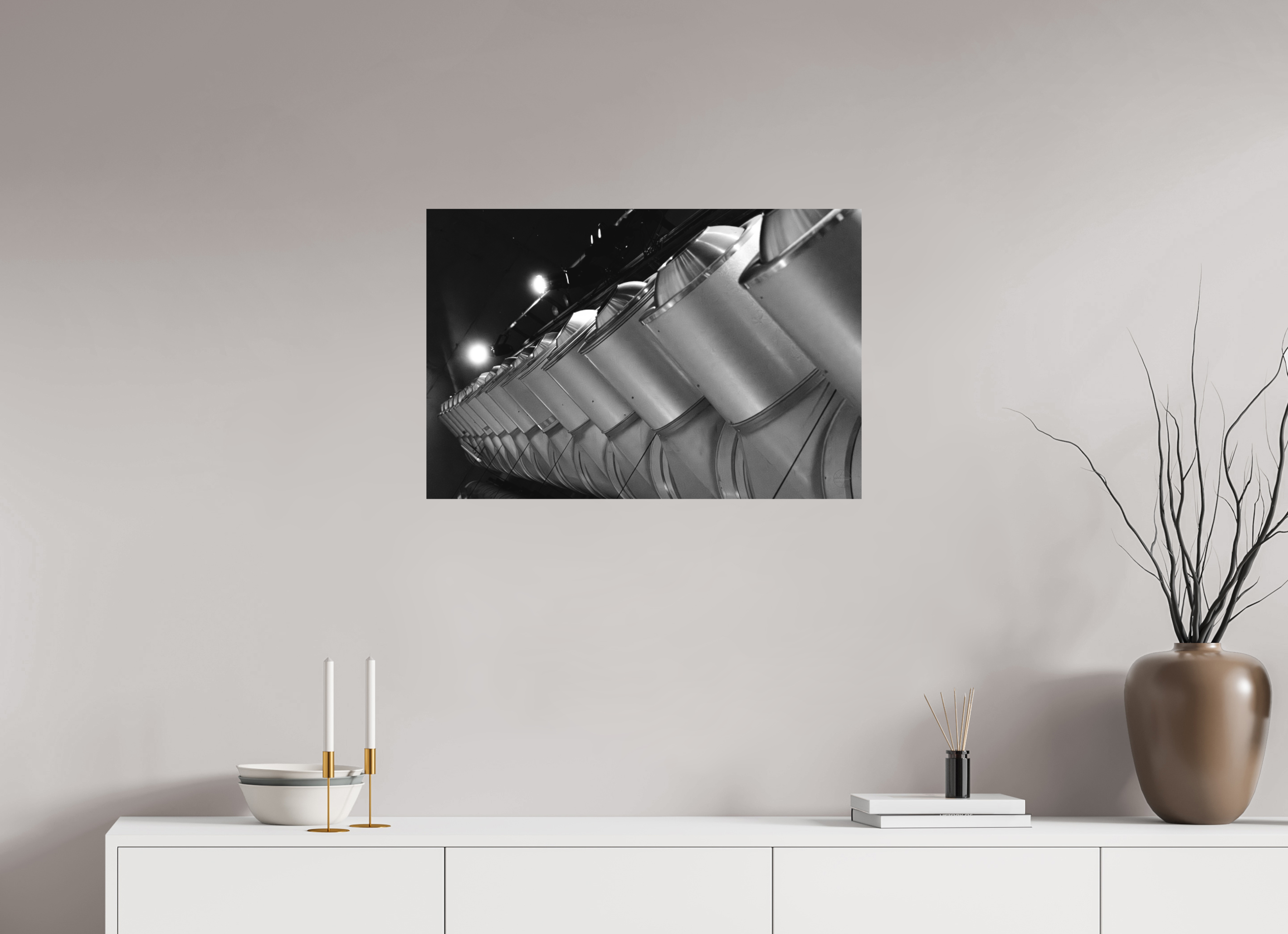 75 x 50 cm, Tirage N&B mat seul Perspective Métallique