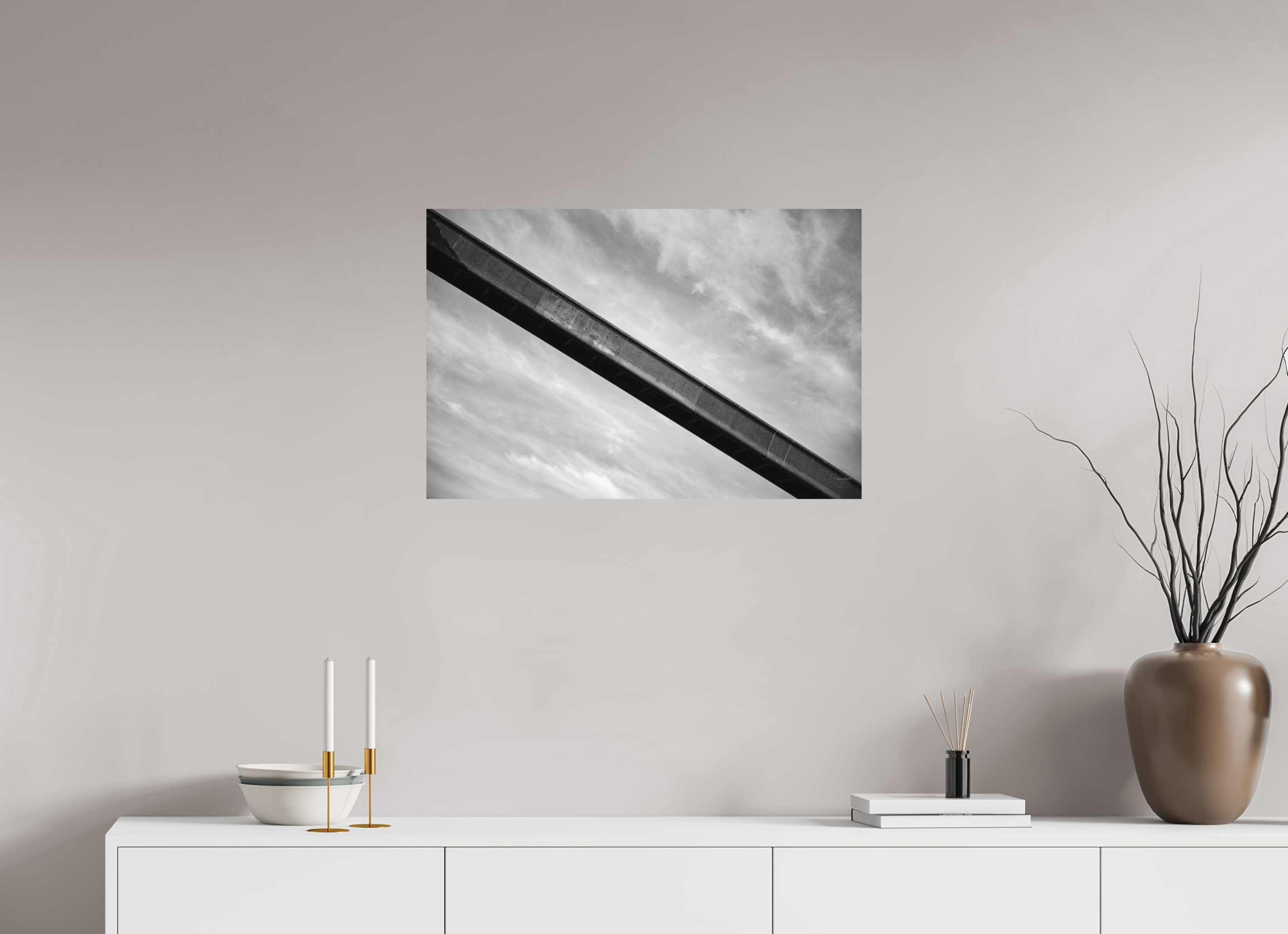 75 x 50 cm, Tirage N&B mat seul Poster - La passerelle