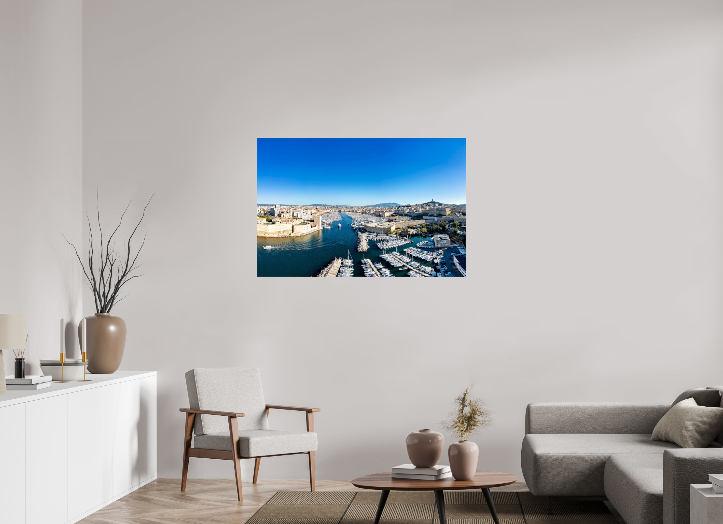 120 x 80 cm, Photo Print Under Acrylic Glass Entre ciel bleu et pierre blanche