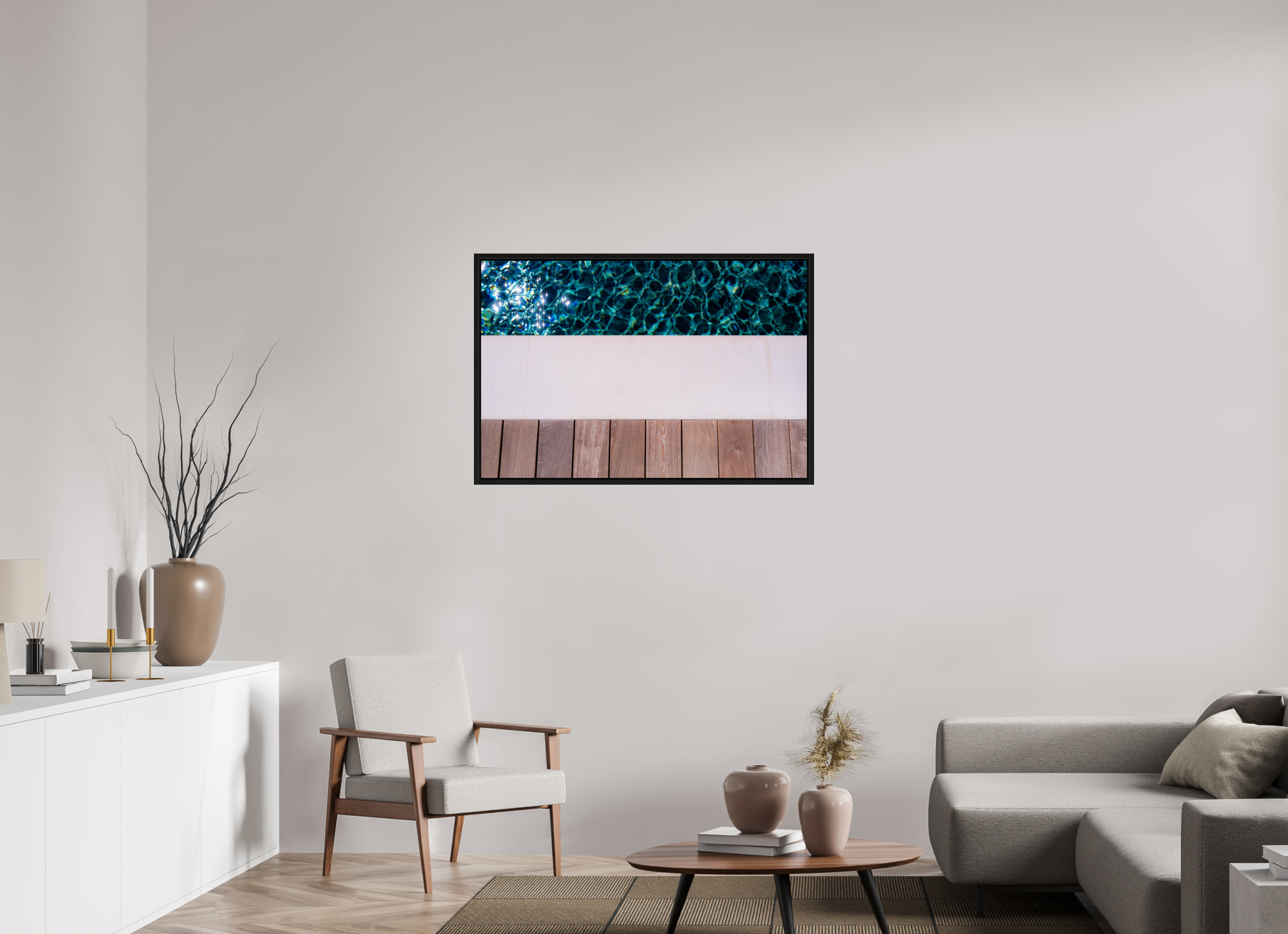 105 x 70 cm, Tirage couleur dans Caisse américaine noire Décoration murale – Ligne d’eau