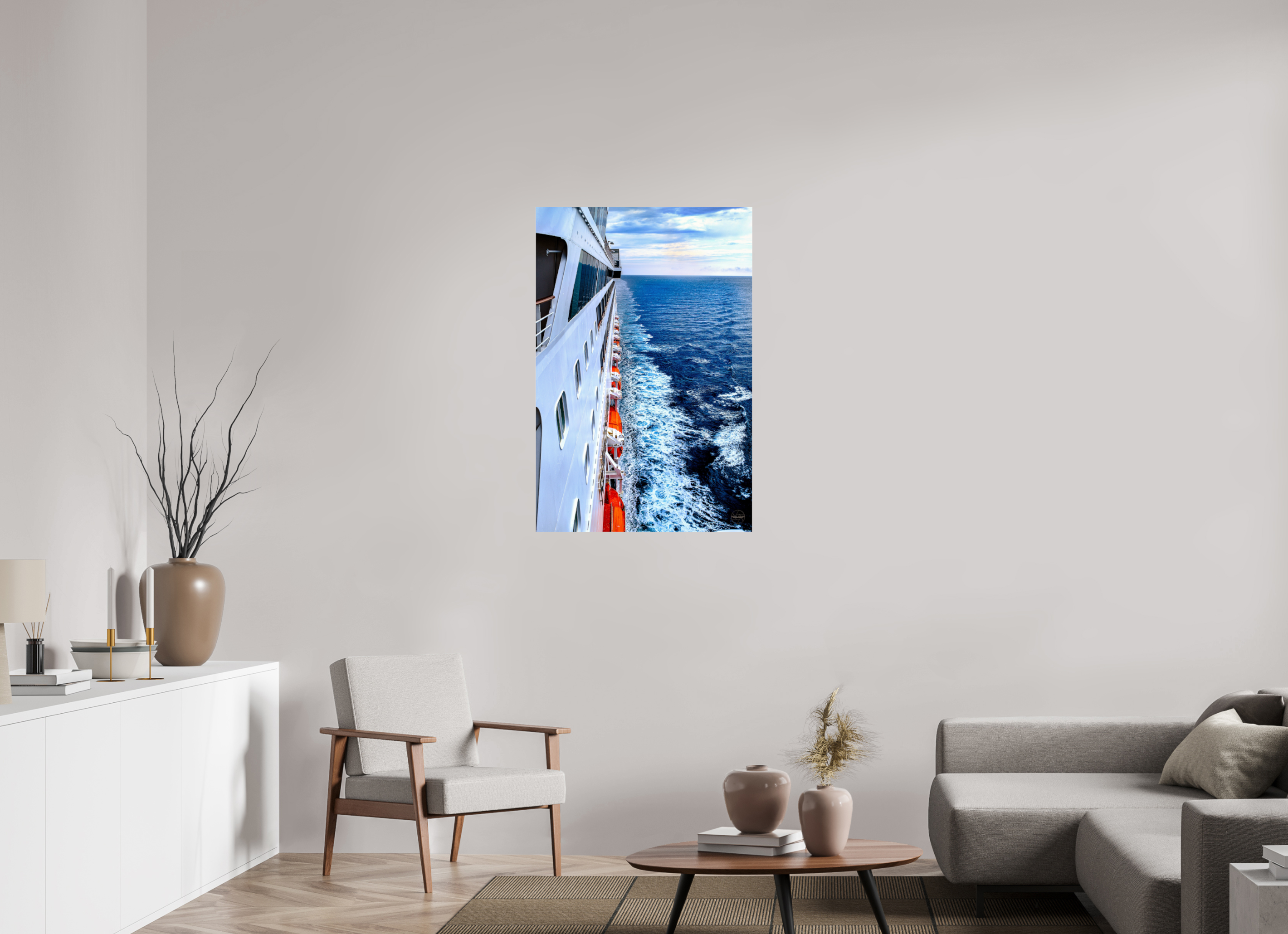 70 x 105 cm, Tirage couleur sous Plexi Sillage Infini | Poster Océan & Voyage Contemporain