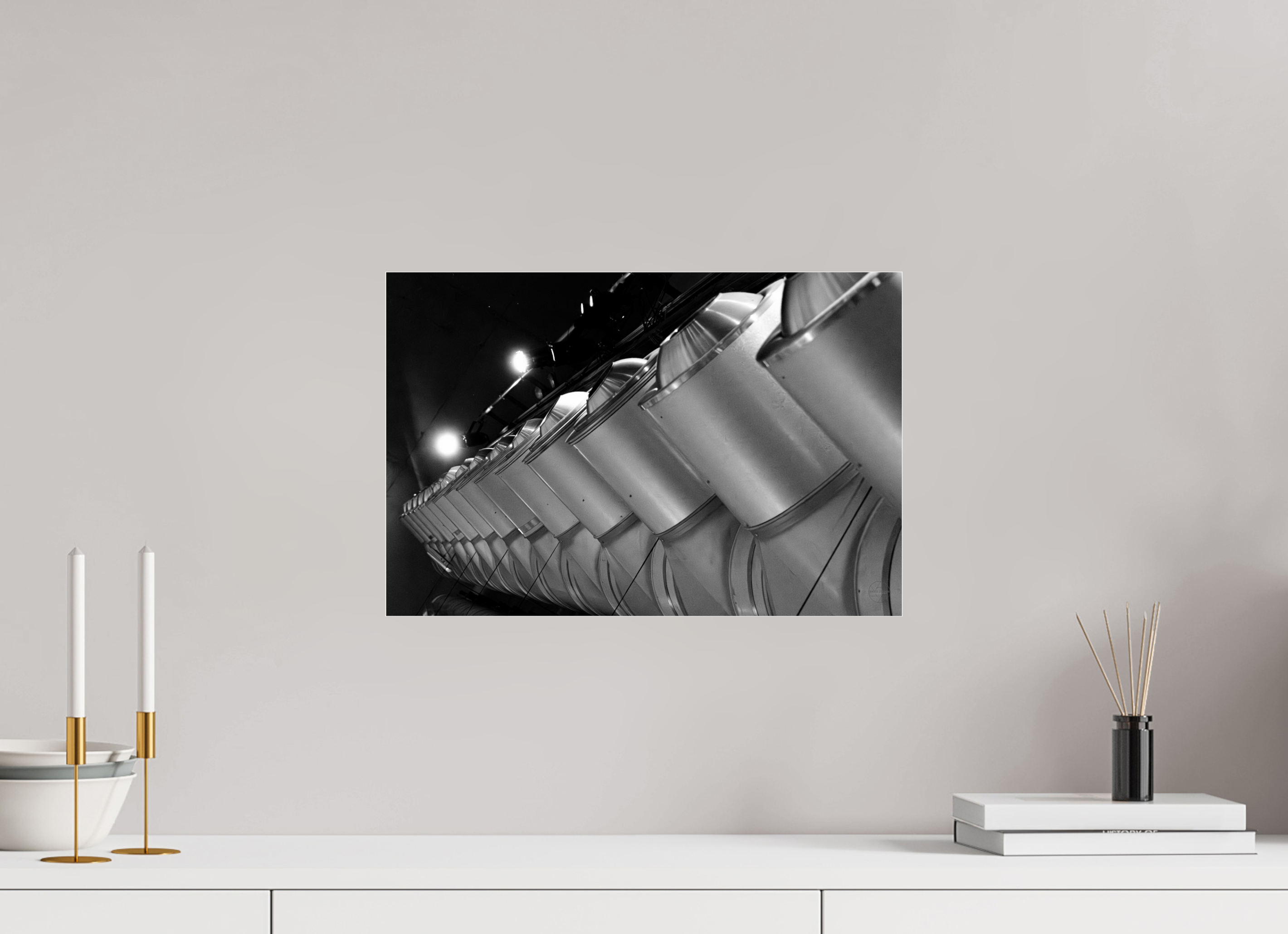 45 x 30 cm, Tirage N&B sous Plexi Perspective Métallique