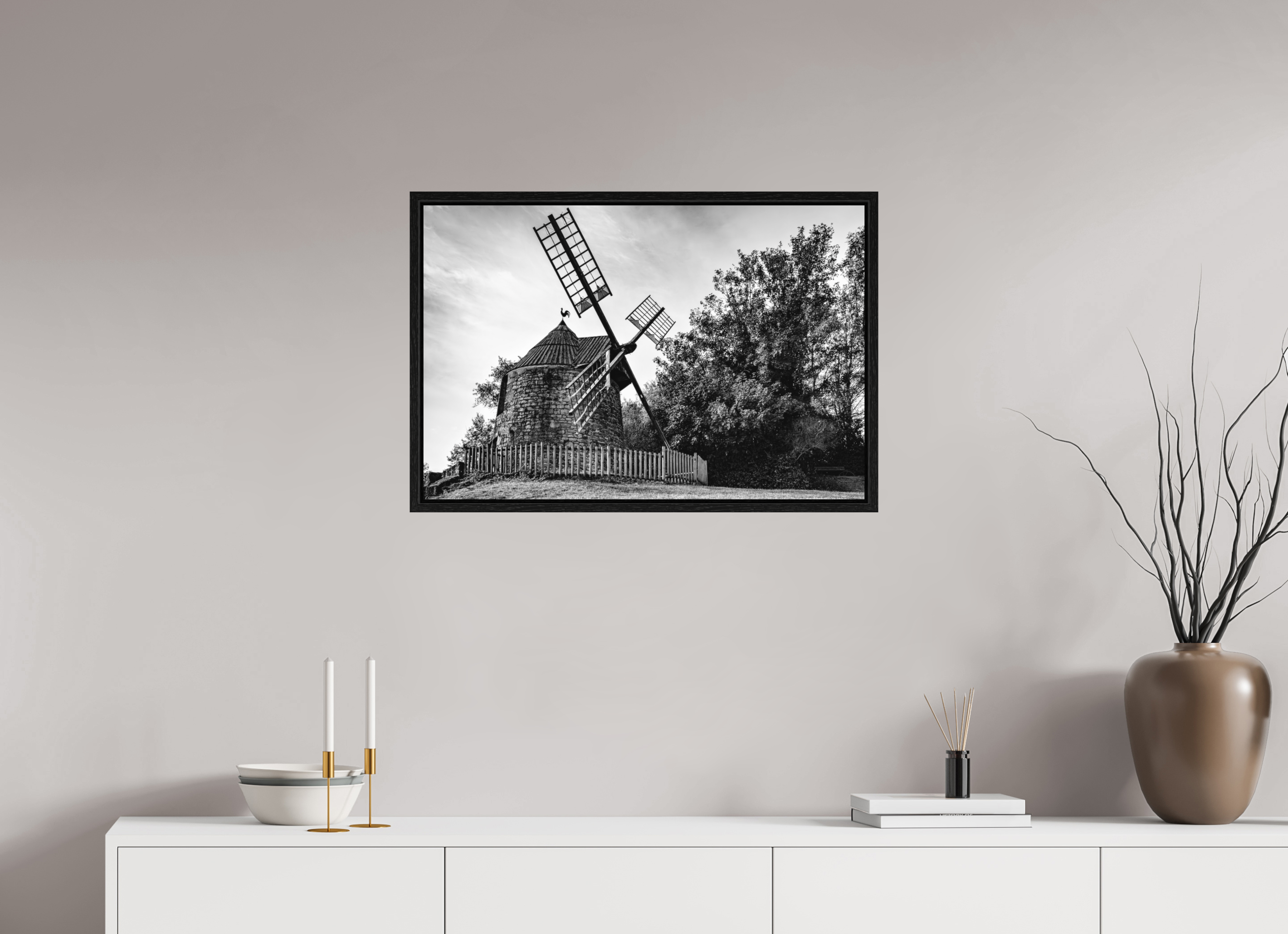 75 x 50 cm, Tirage N&B dans Caisse américaine noire Œuvre murale - Souffle du Temps