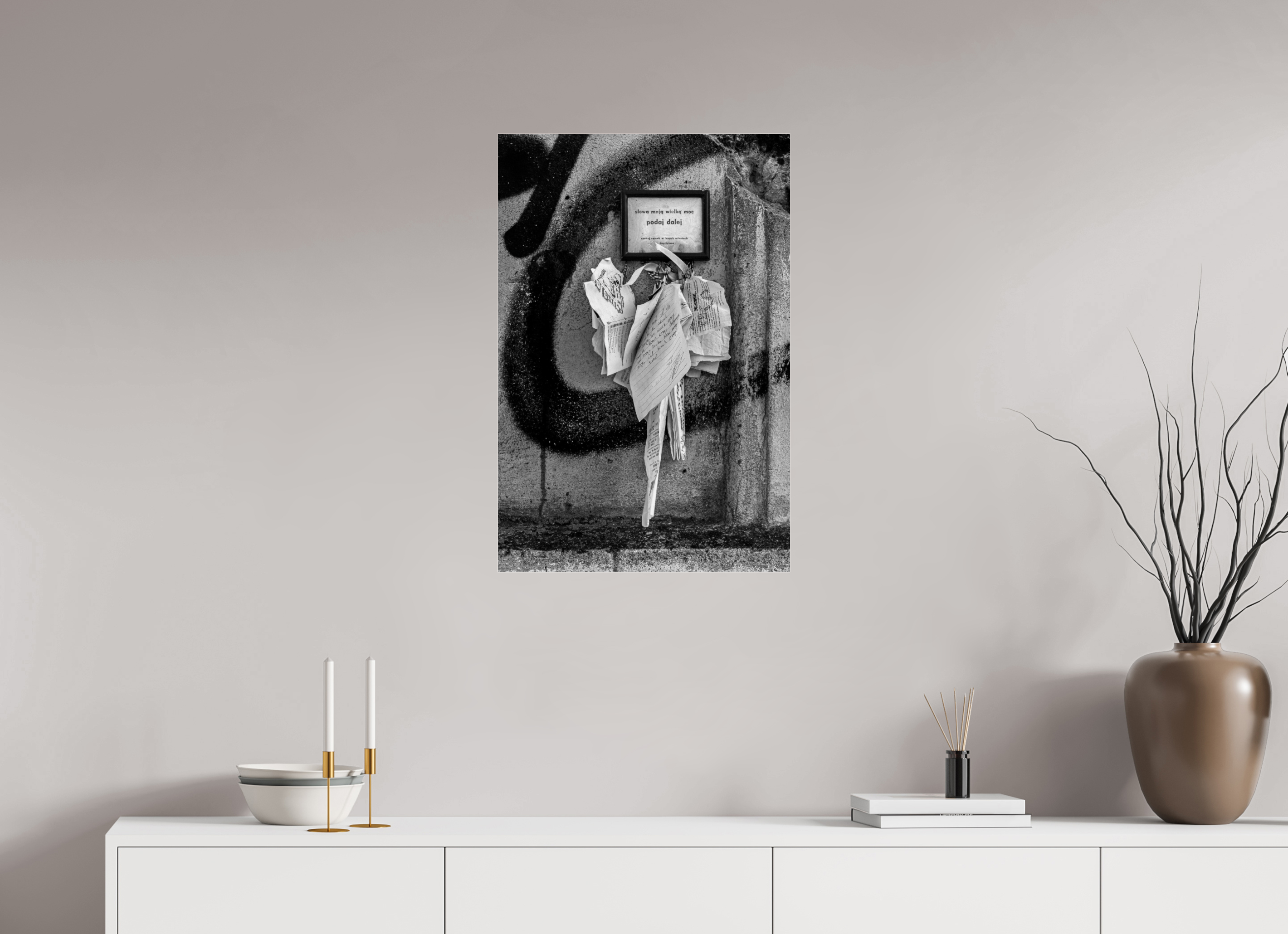 50 x 75 cm, Tirage N&B sous Plexi Impression photographique – Les mots