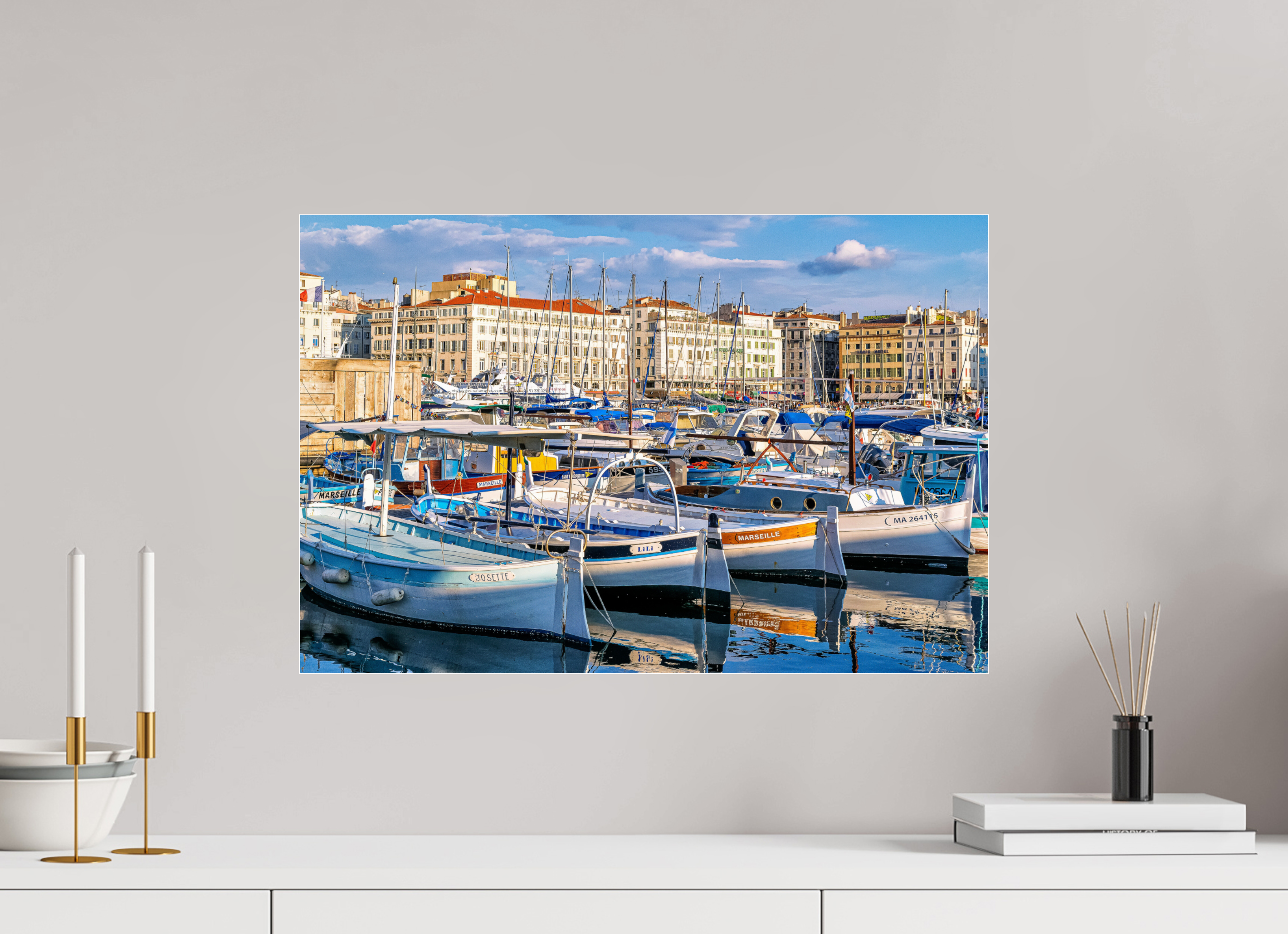 60 x 40 cm, Photo Print Under Acrylic Glass Barques et Vieux Port