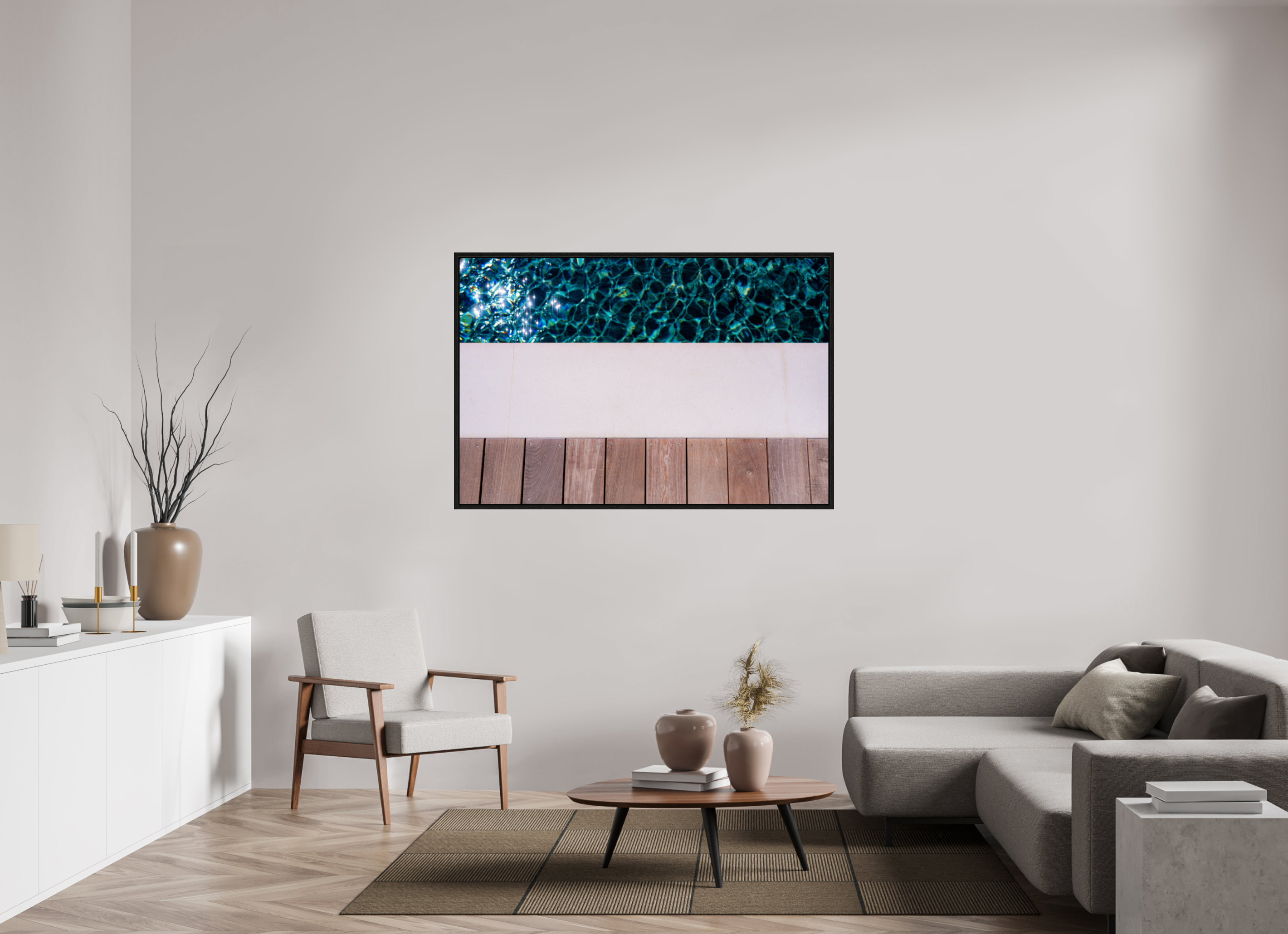 150 x 100 cm, Tirage couleur dans Caisse américaine noire Décoration murale – Ligne d’eau