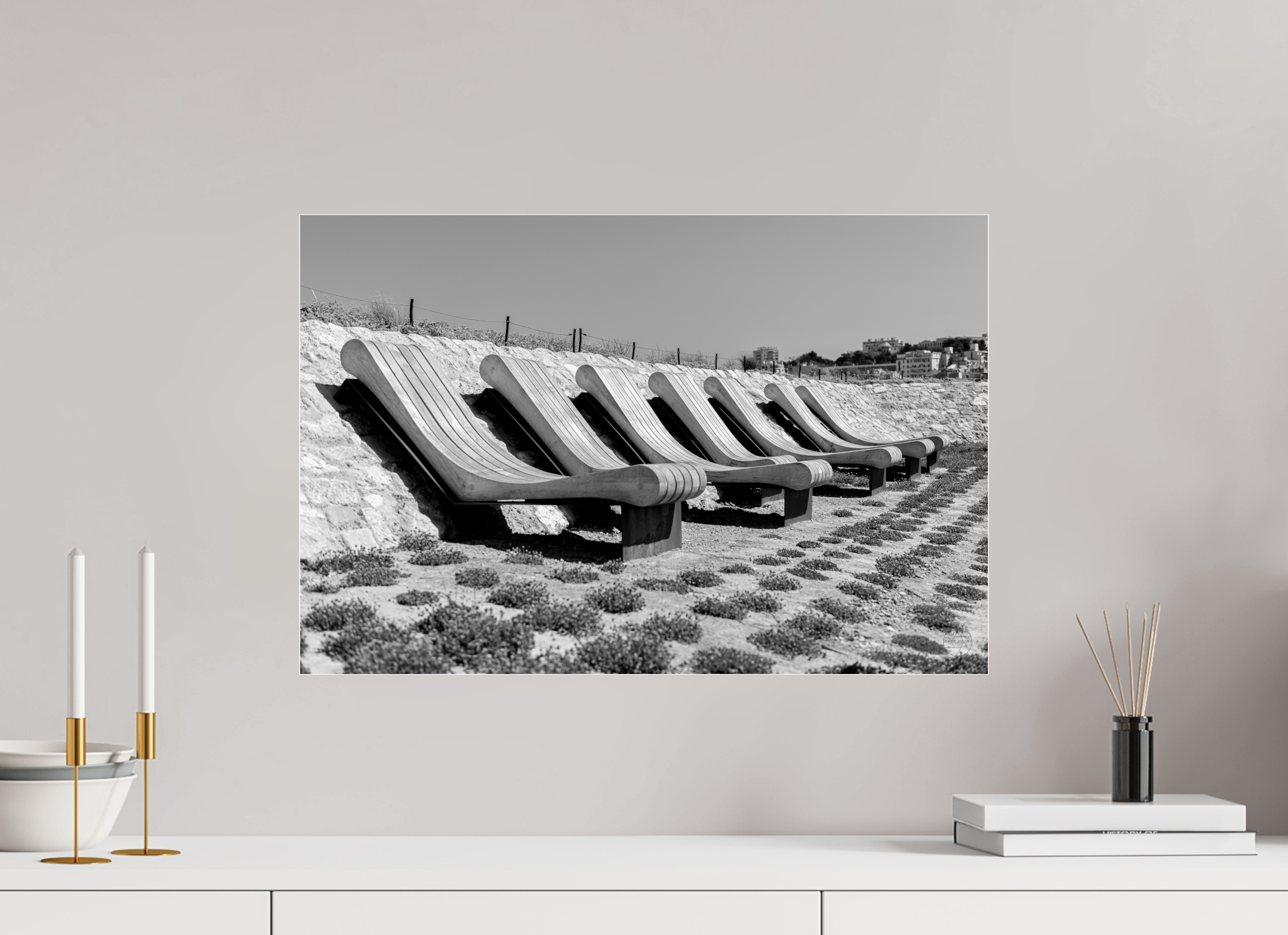 60 x 40 cm, Tirage N&B sous Plexi Les Veilleurs du Littoral