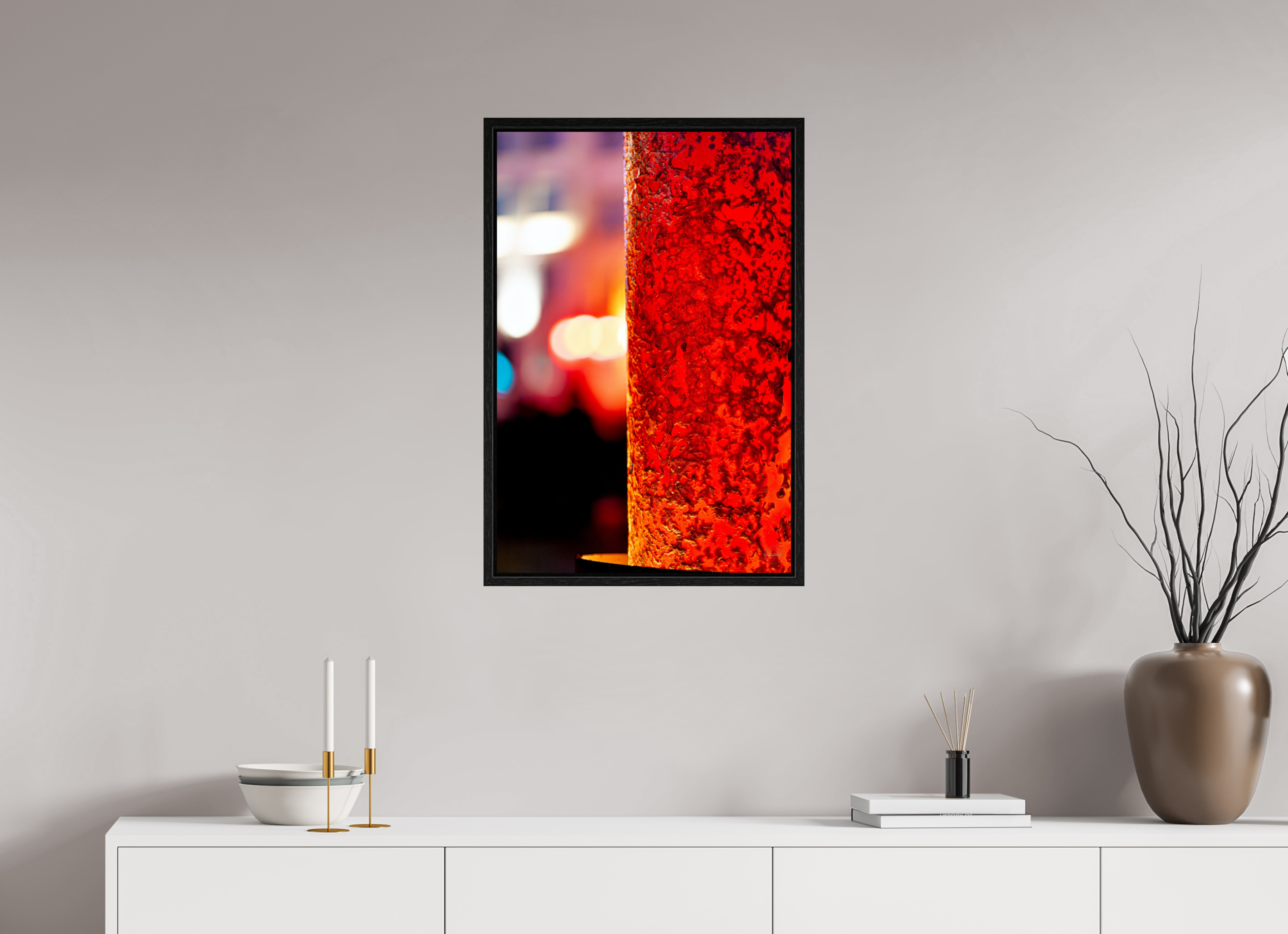 50 x 75 cm, Tirage couleur dans caisse américaine noire Photo décorative – Le fer et le feu