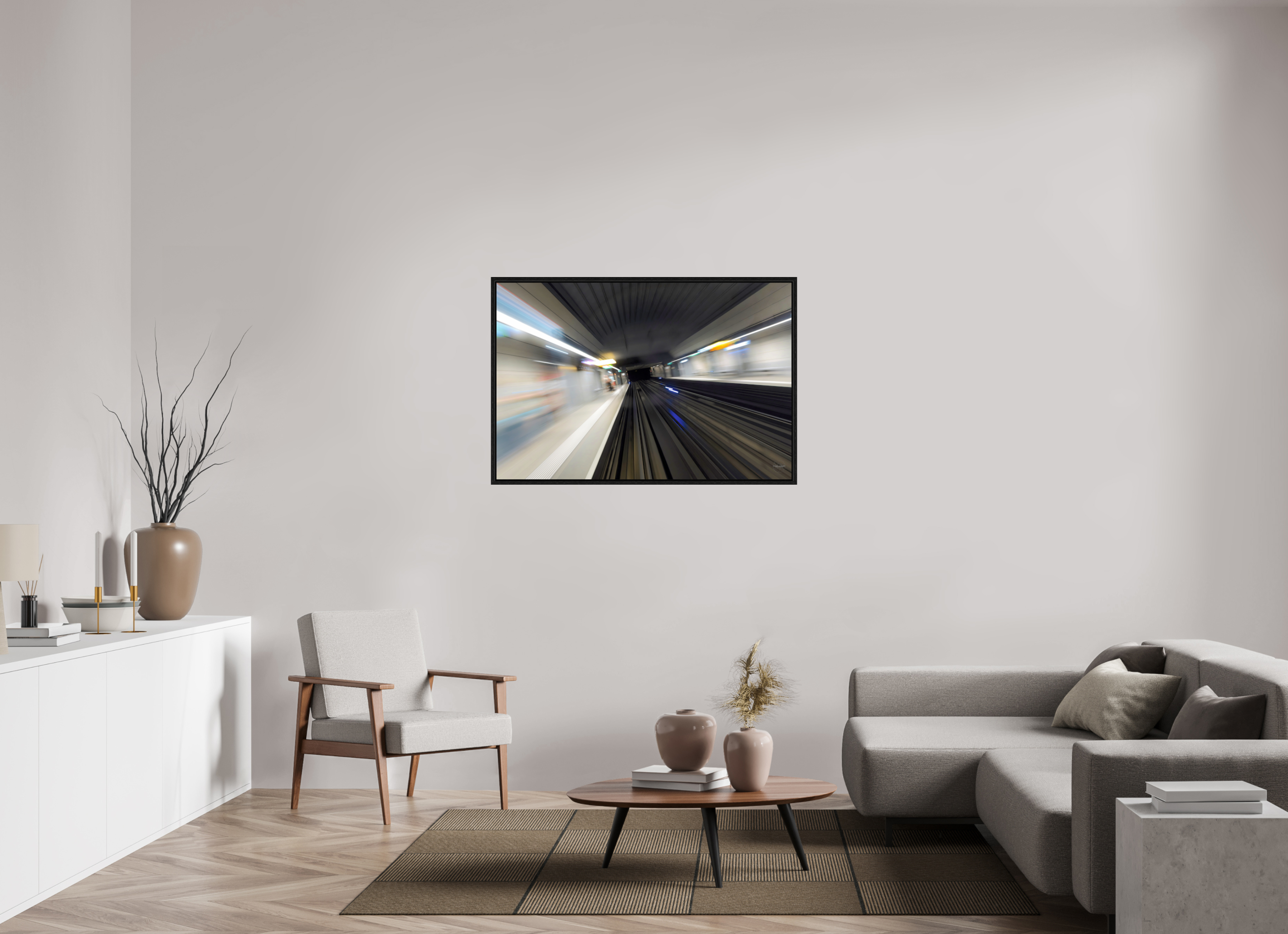 120 x 80 cm, Tirage couleur dans Caisse américaine noire Vitesse Souterraine